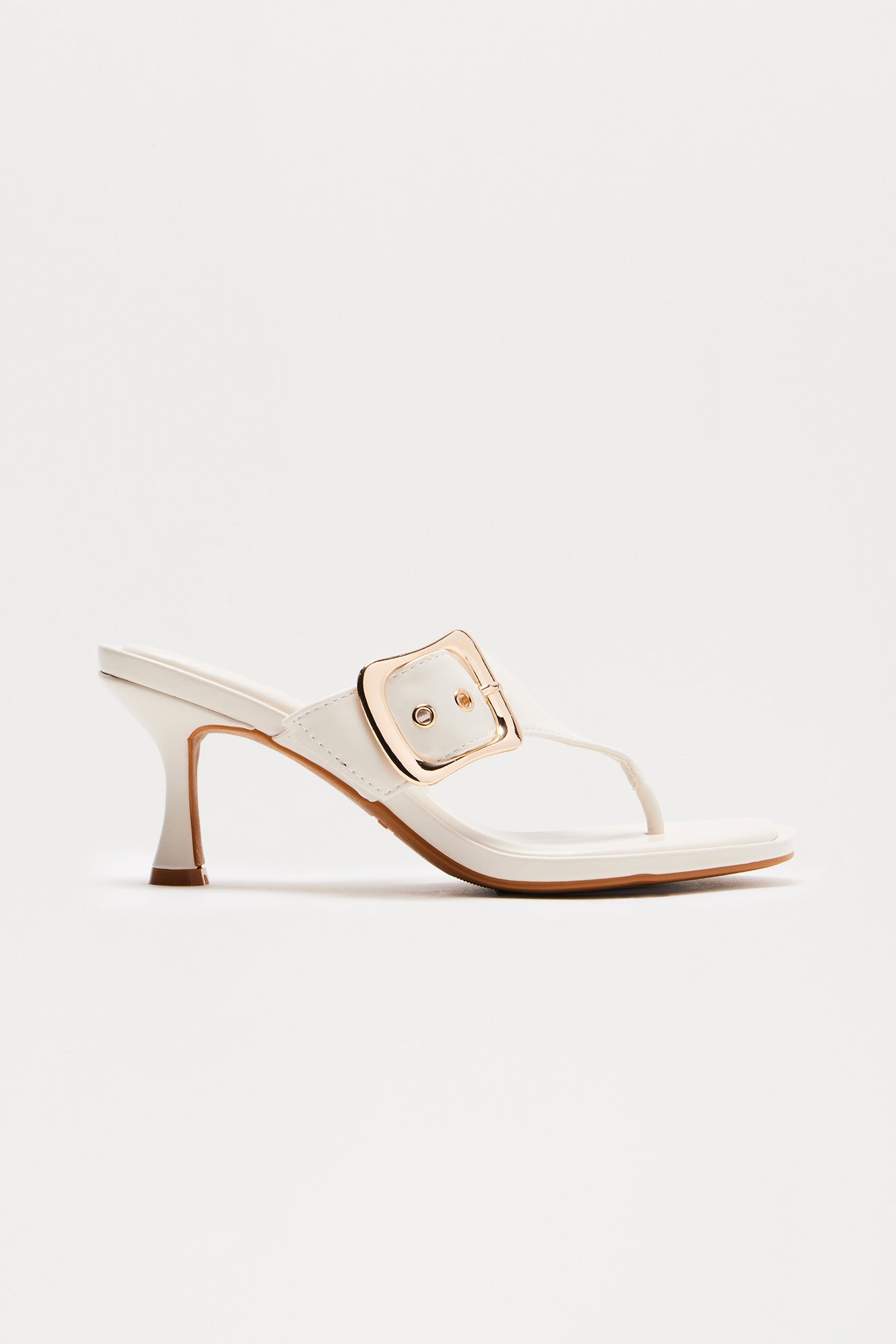 Canelo Buckle Thong Mules - Ivory