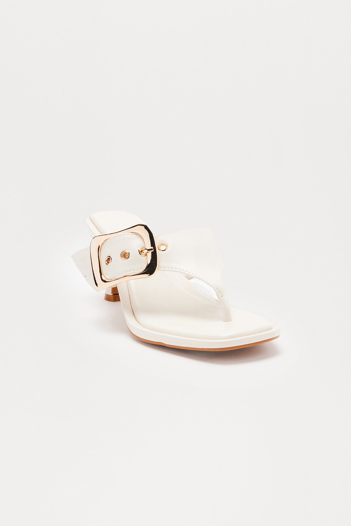 Canelo Buckle Thong Mules - Ivory