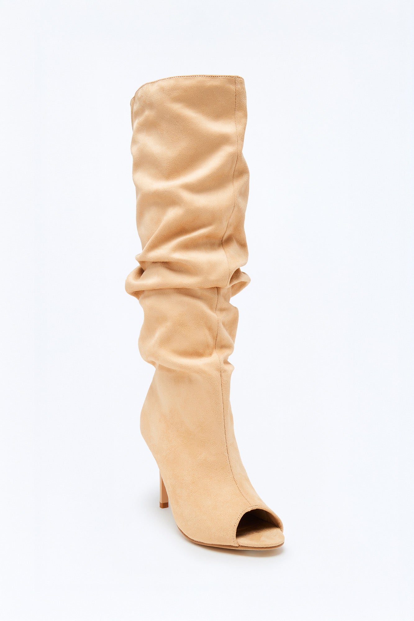 Bellajane Ruched Peep Toe Boots - Sand