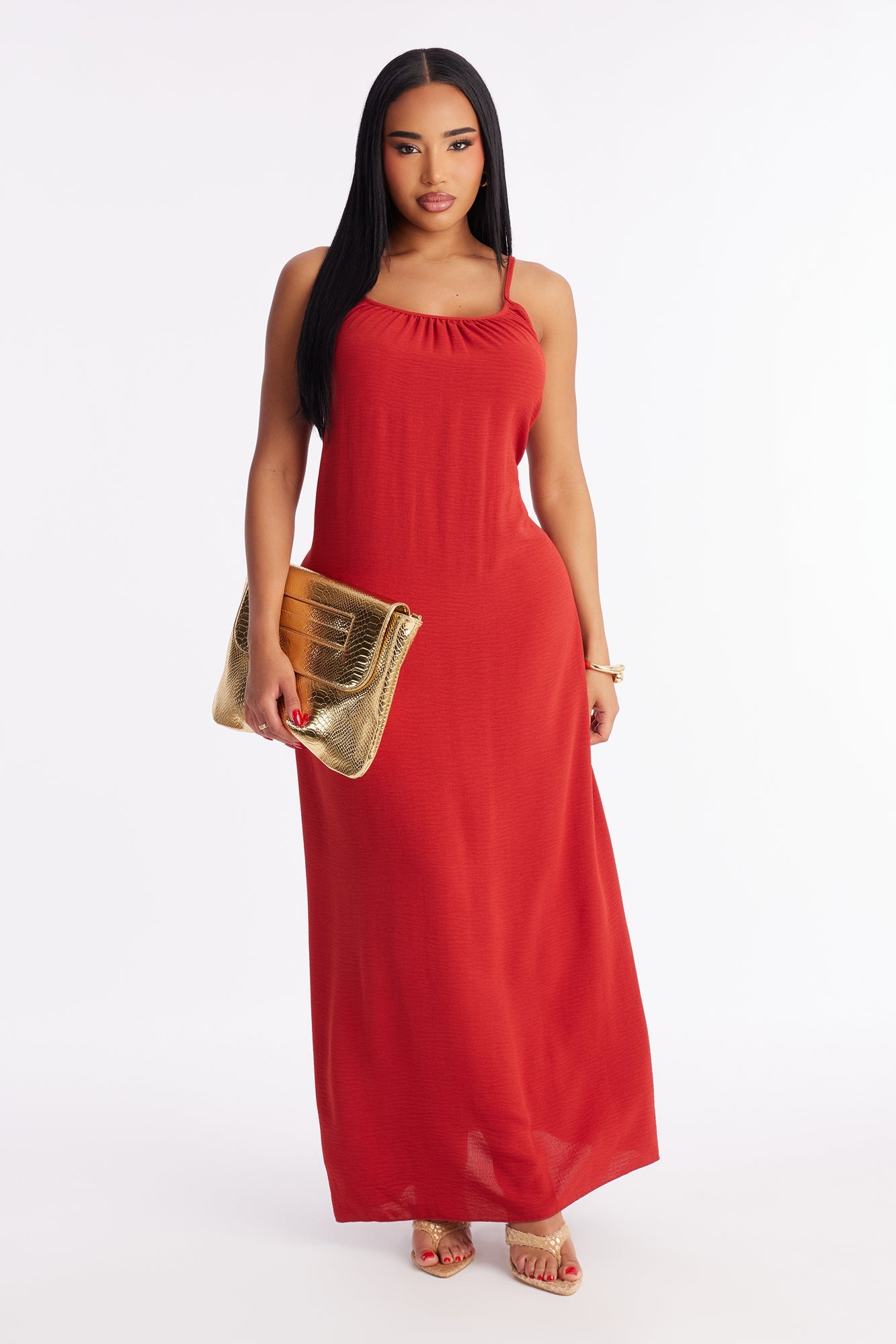 On Chill Mode Scoop Back Maxi Dress - Rust