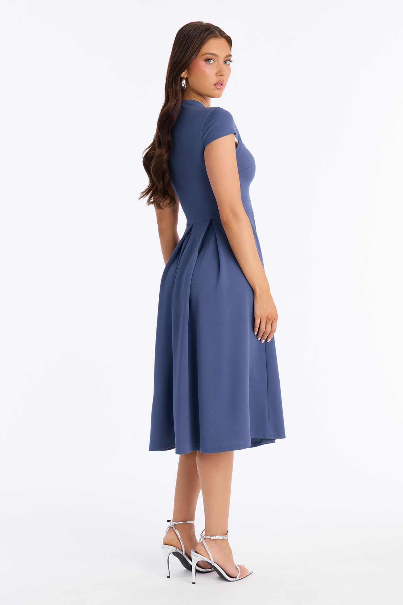 Oakley Pleated Midi Dress - Denim