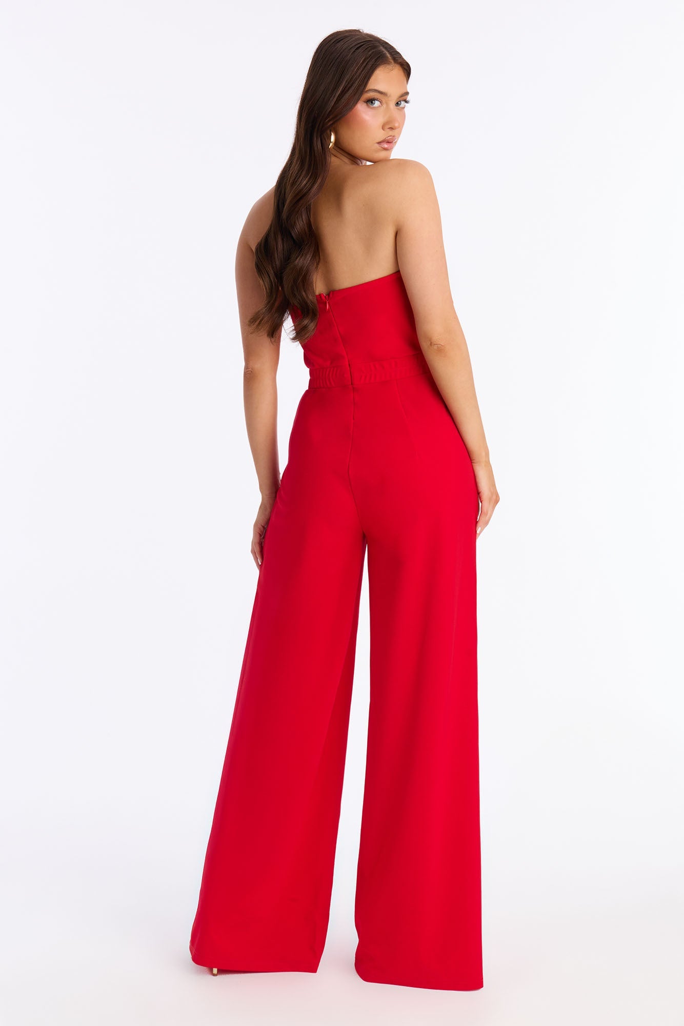 Red Roses Wide Leg Jumpsuit - Red