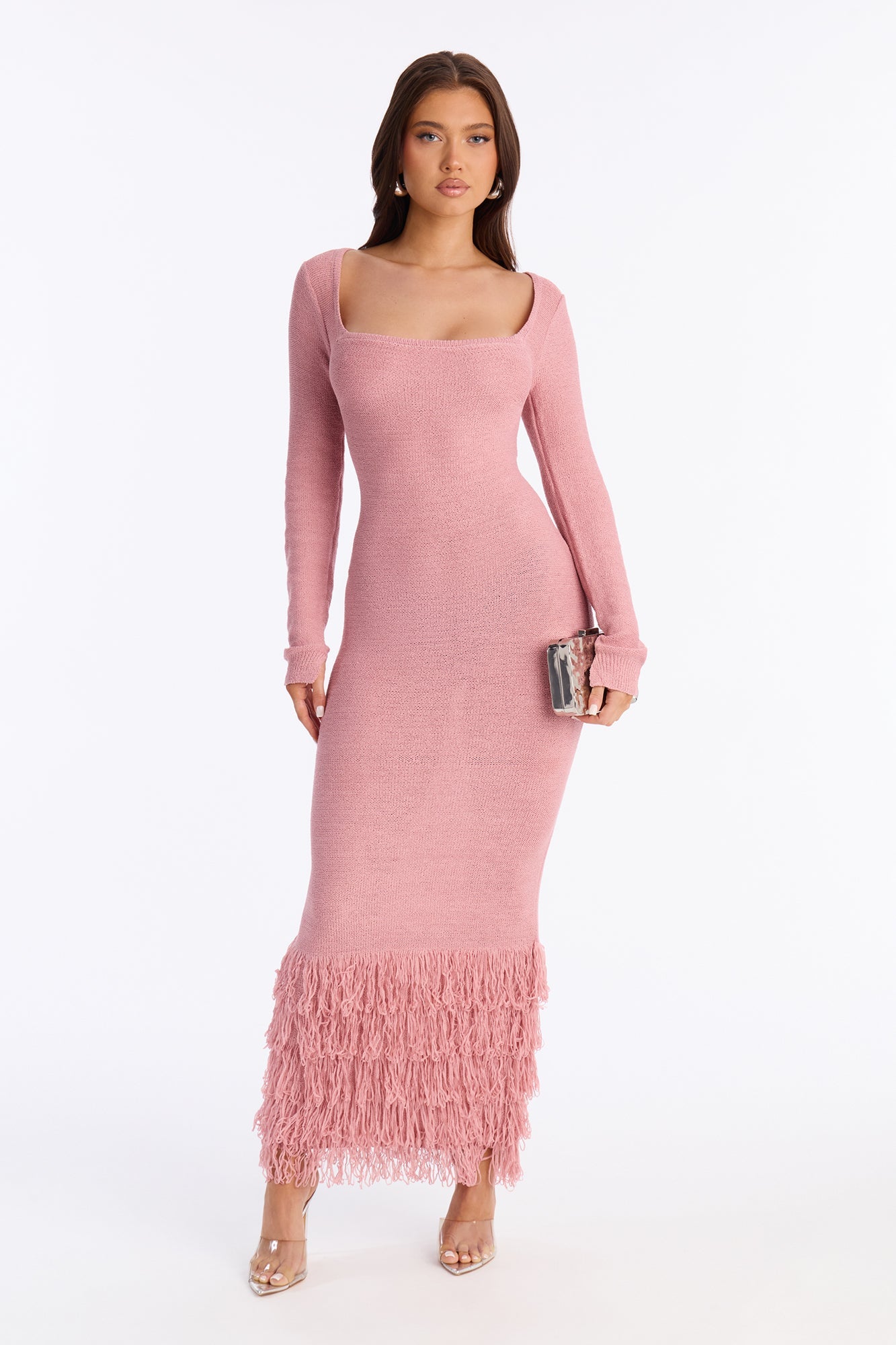 Delany Long Sleeve Knit Maxi Dress - Mauve