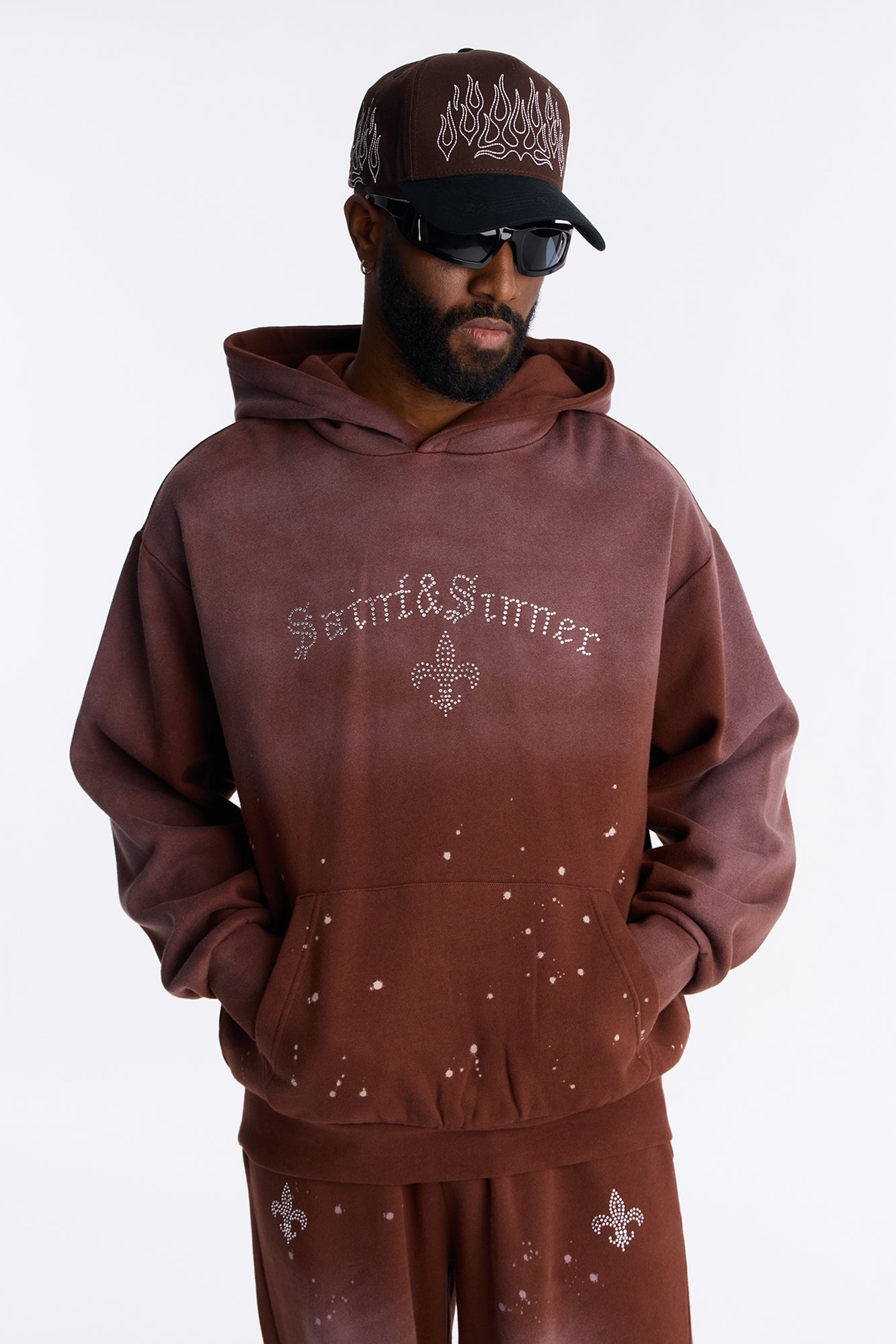 Saints And Sinners Distressed Hoodie - Brown