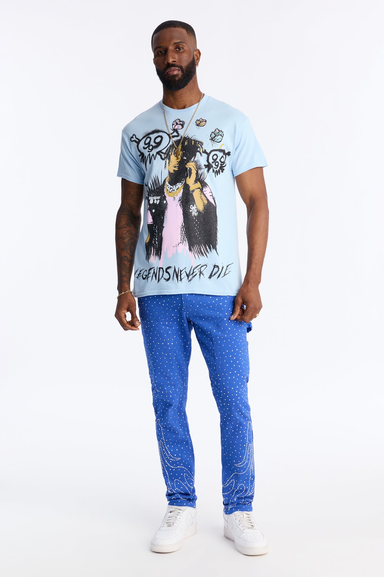 Skinny Inferno Embellished Pant - Blue