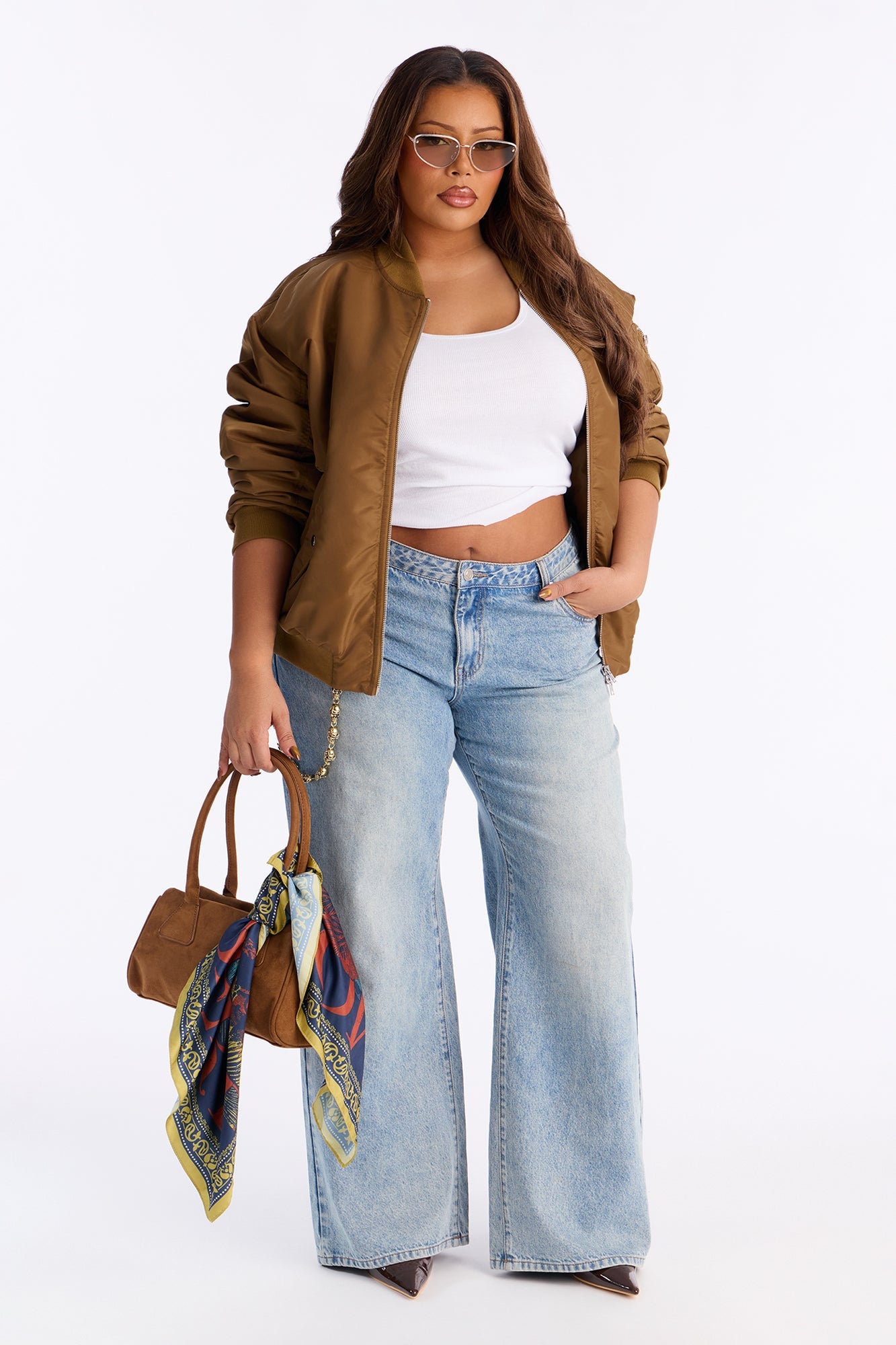 Bet On It Nylon Oversized Bomber Jacket - Olive