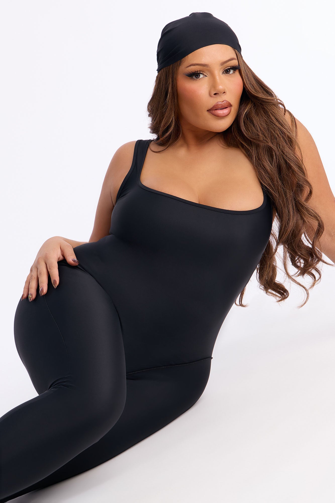 Sia Catsuit And Head Scarf 2 Piece Set - Black