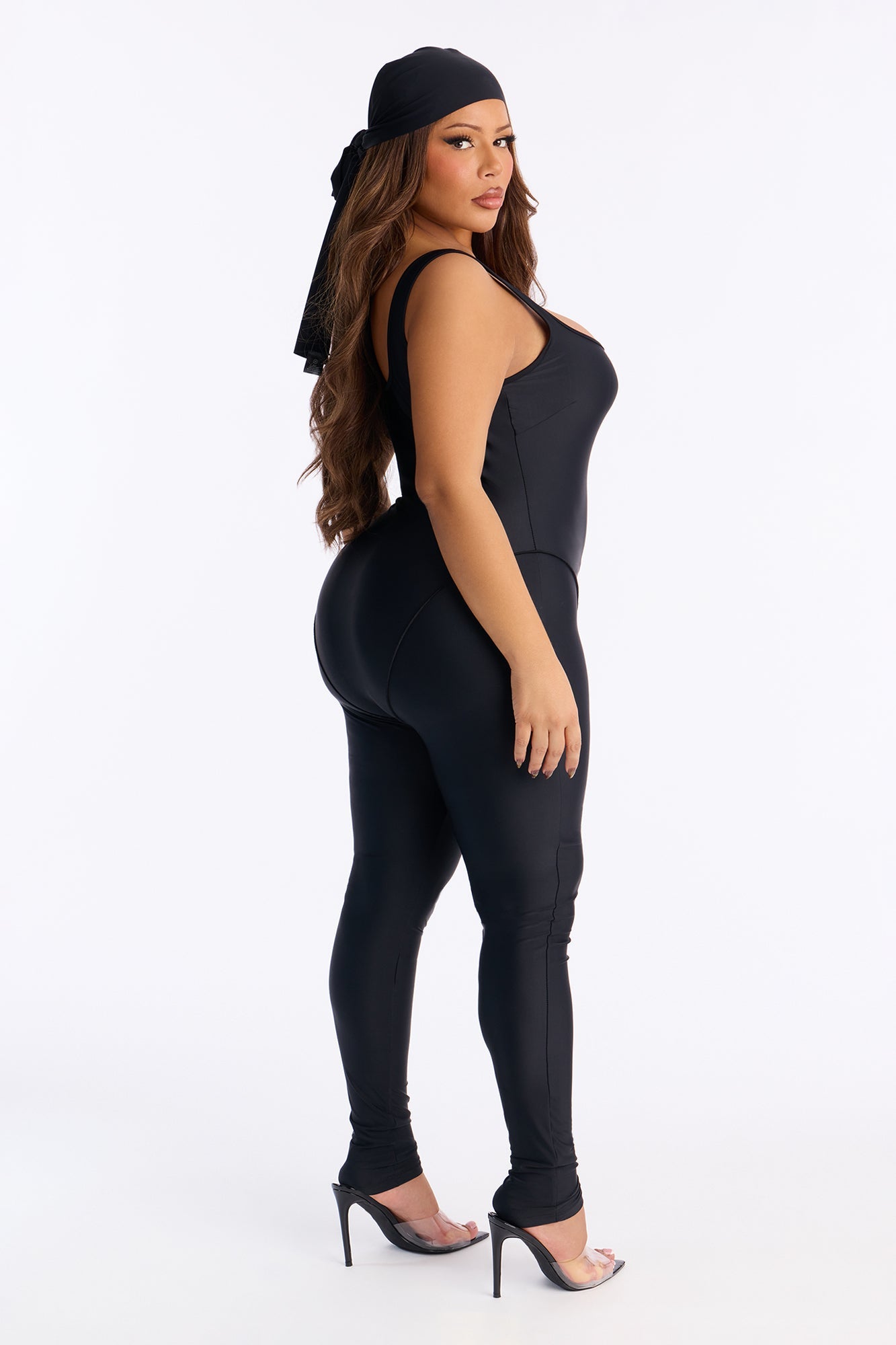 Sia Catsuit And Head Scarf 2 Piece Set - Black