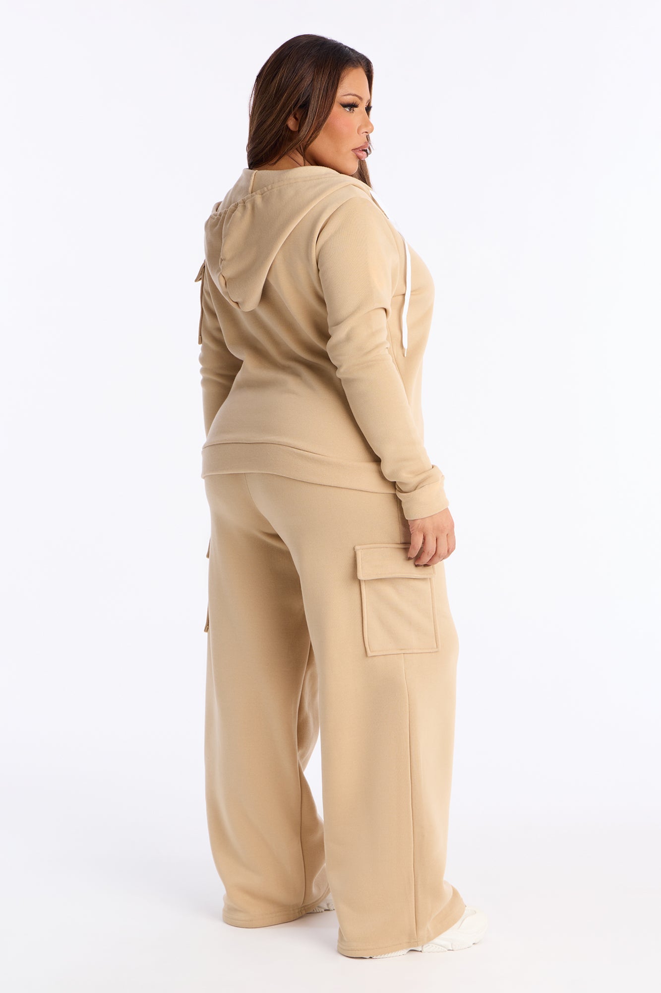 On the Run Cargo Fleece Pant Set - Taupe