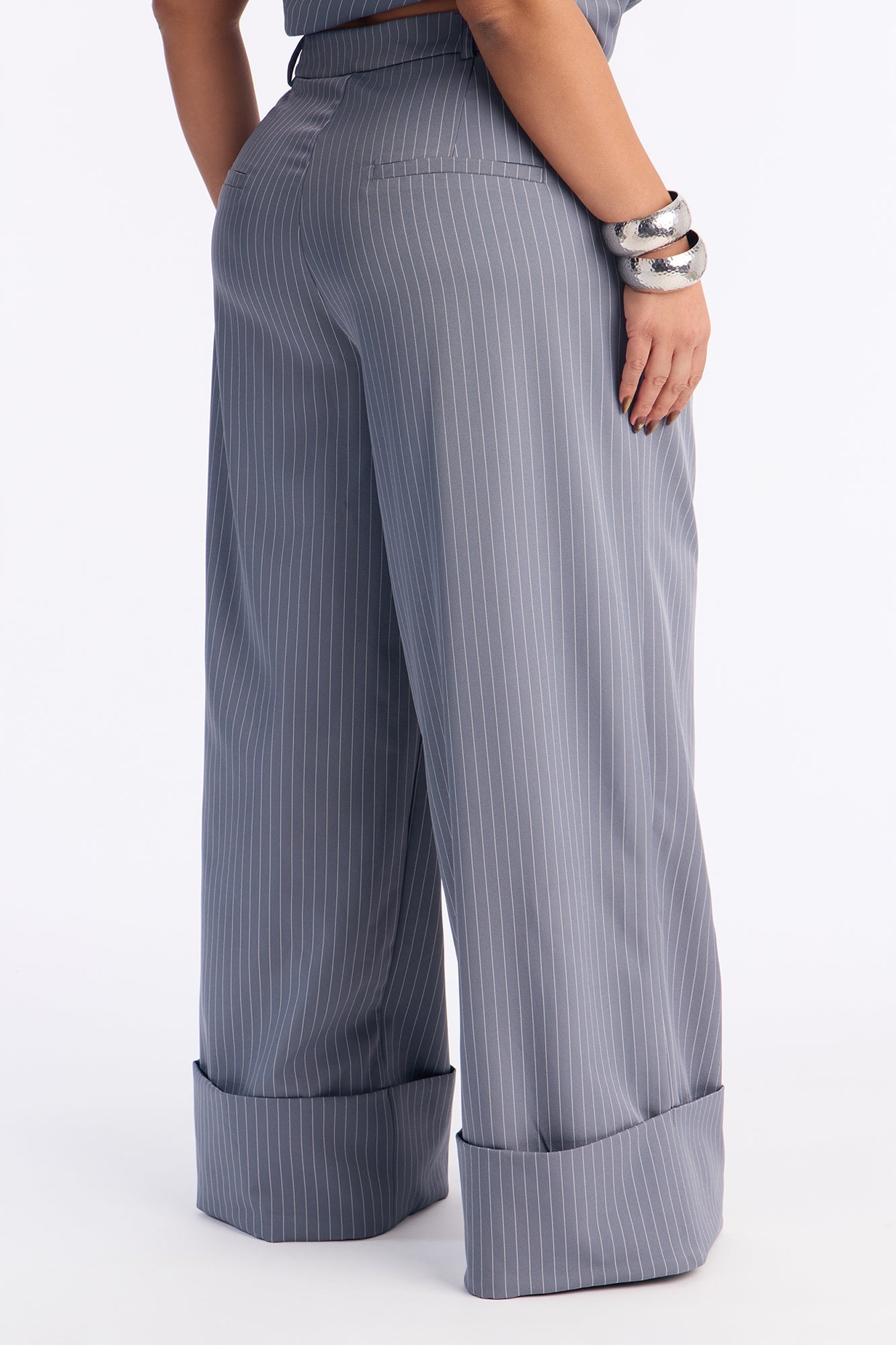 Timeless Straight Leg Pinstripe Trouser 34″ - Grey/combo