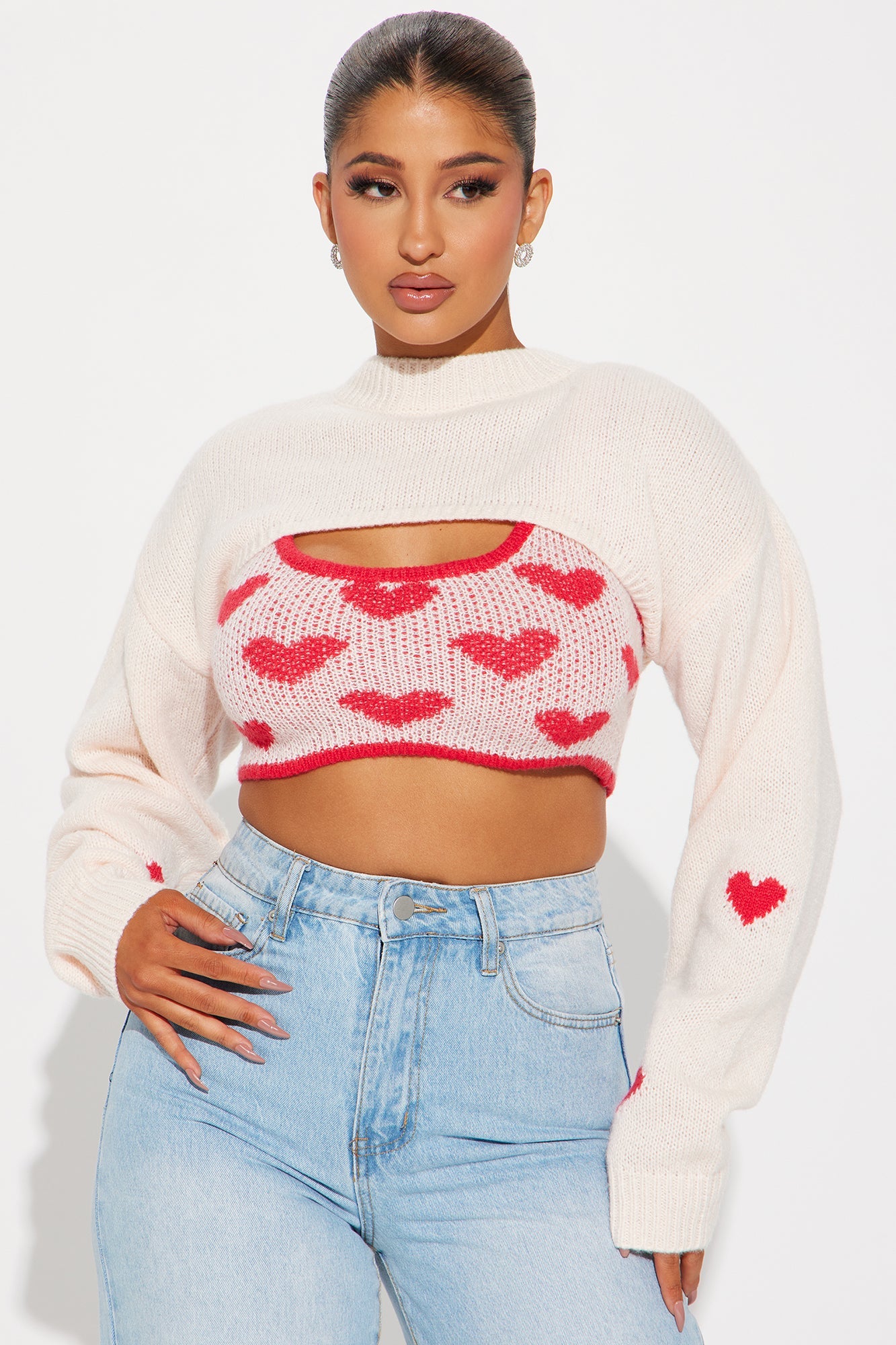 Lovers Lane Sweater Set - Pink/combo