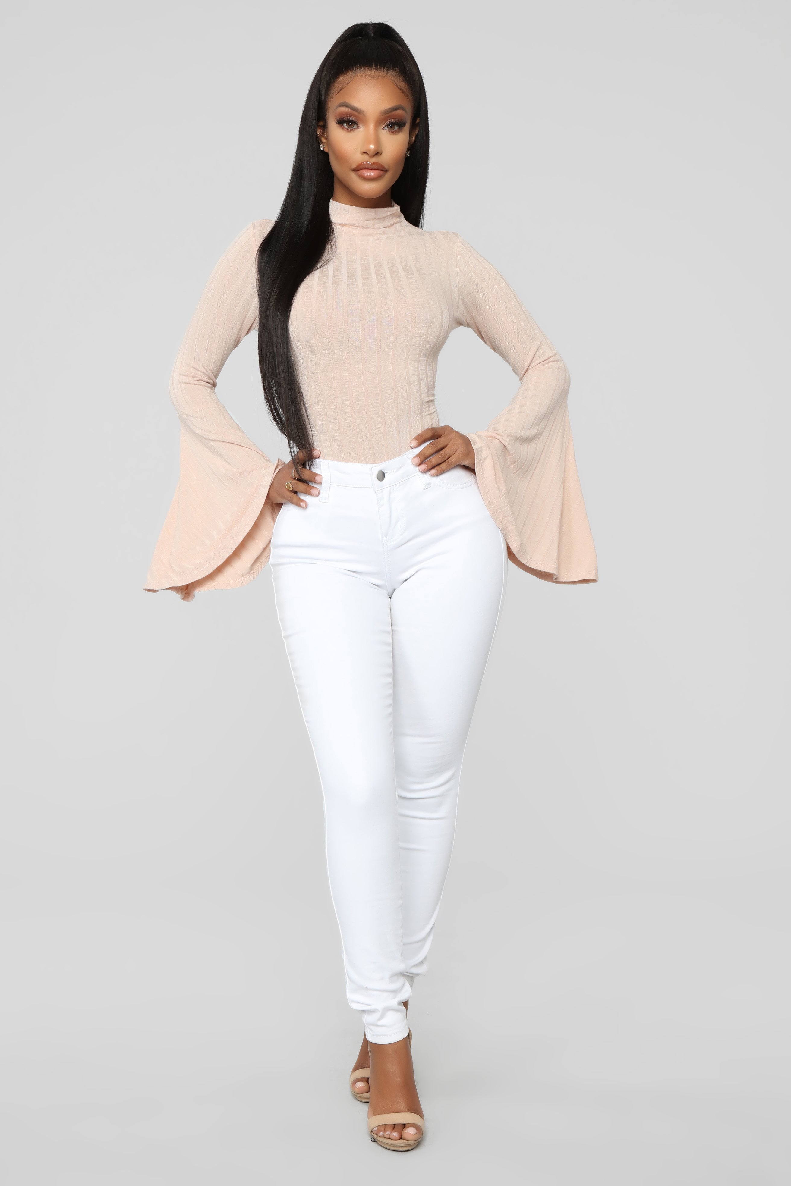 Anastasia Bell Sleeve Bodysuit - Nude