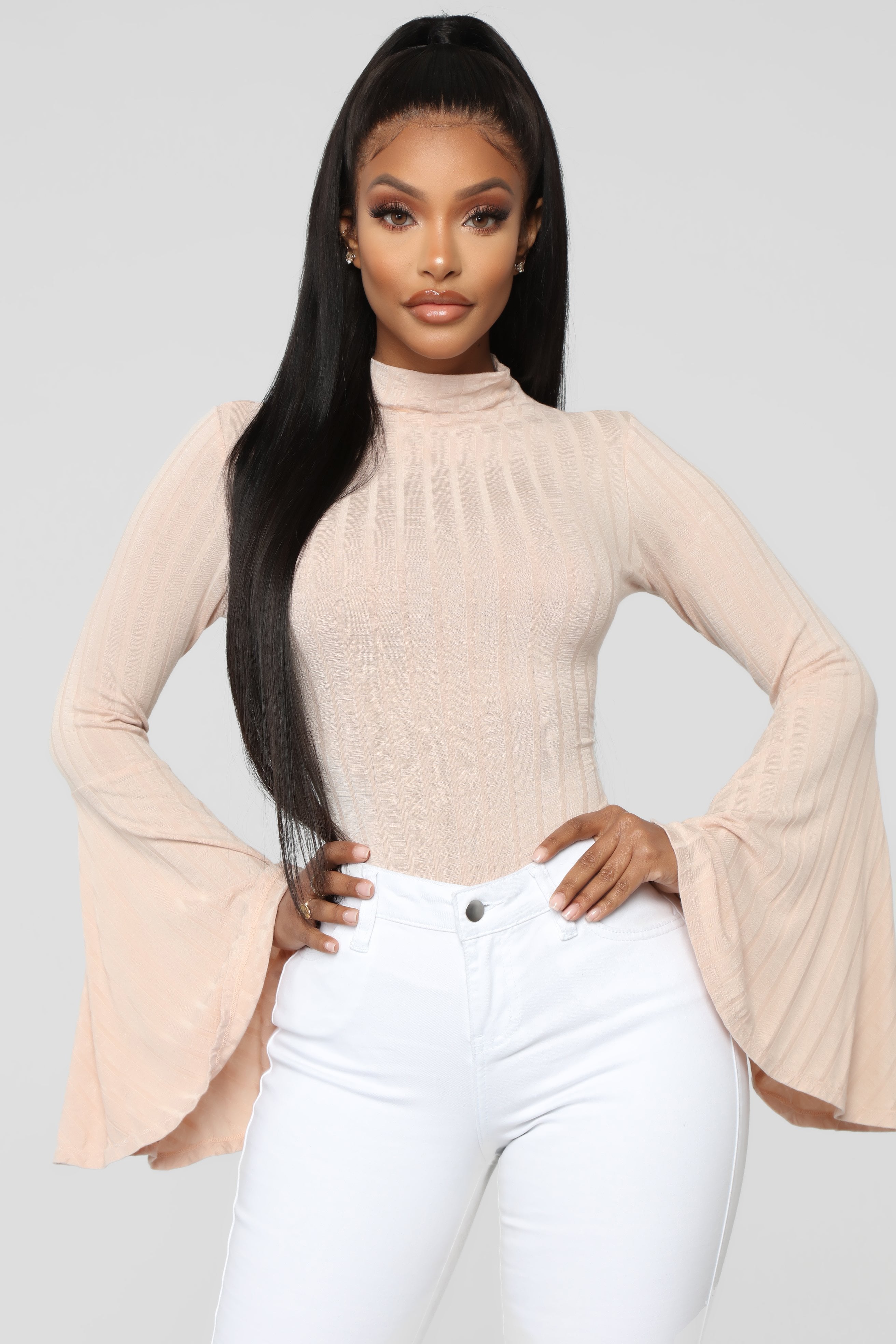 Anastasia Bell Sleeve Bodysuit - Nude