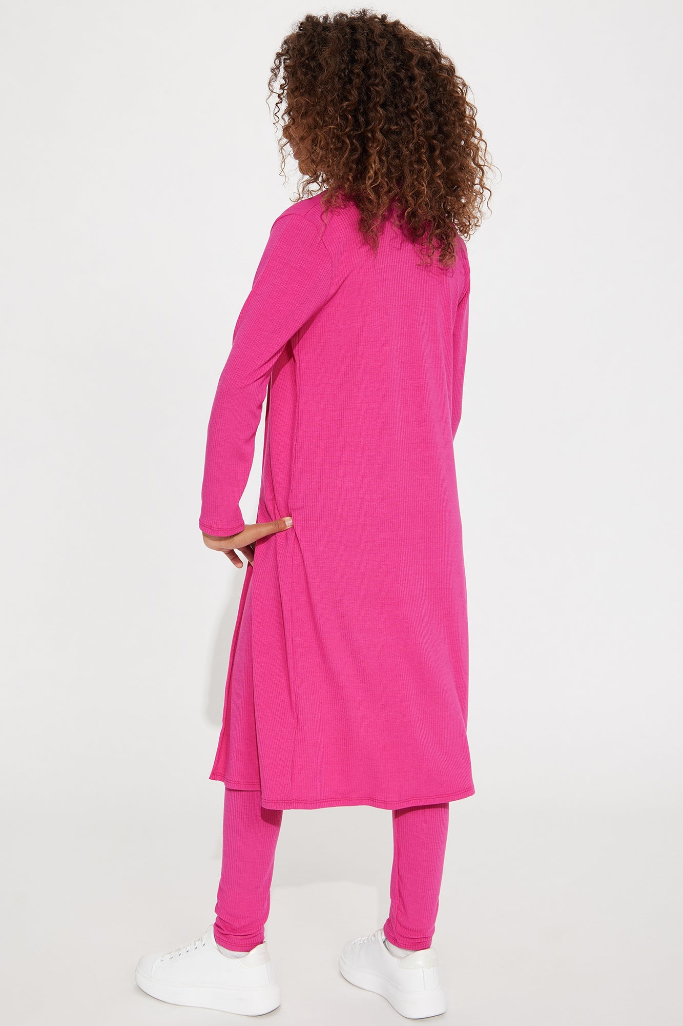 Mini Just Relax 3 Piece Ribbed Legging Set II - Fuchsia