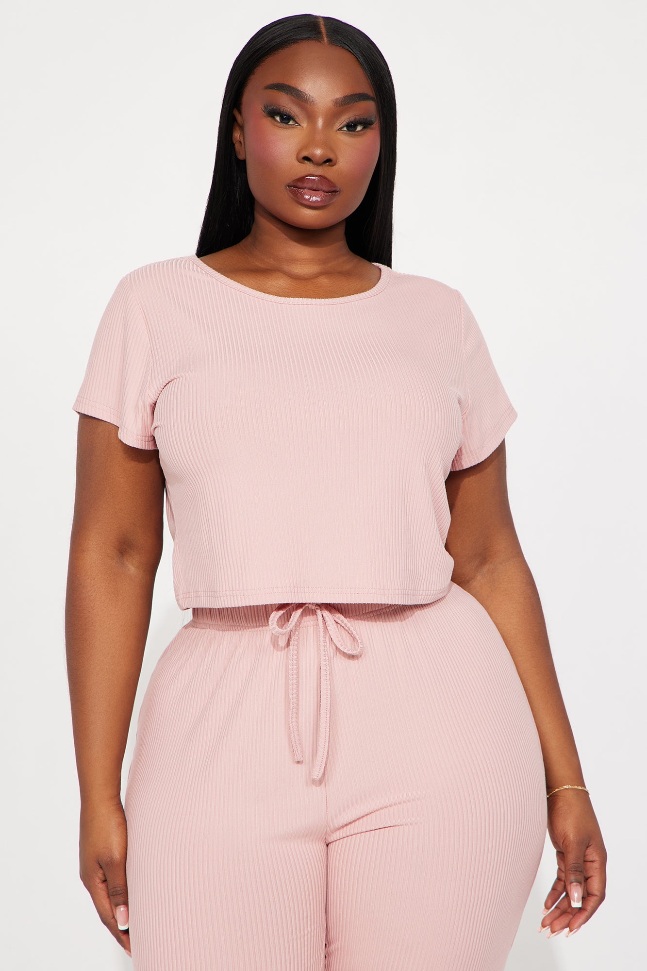 We Go Together Ribbed PJ Jogger Set - Blush