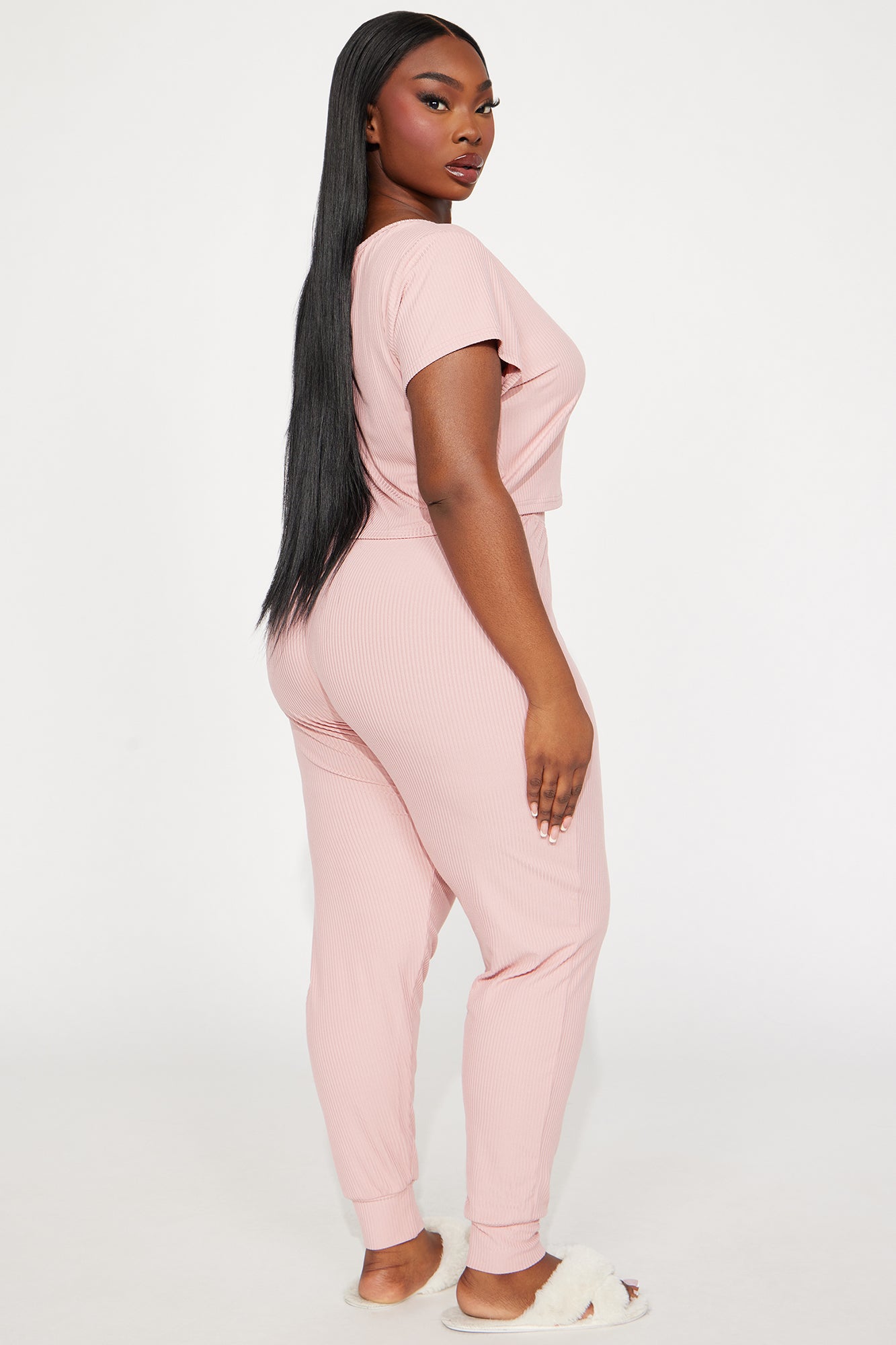 We Go Together Ribbed PJ Jogger Set - Blush