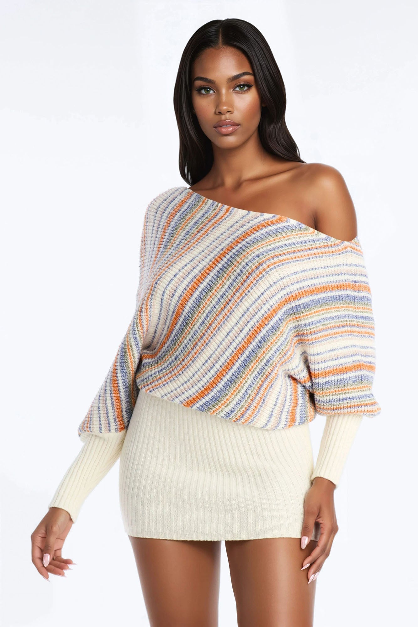 Eloise Striped Sweater Mini Dress - Cream/combo