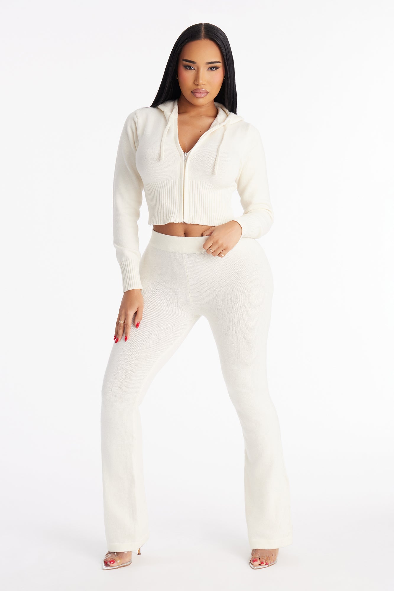 CozyCash Sweater Flare Pant - Ivory