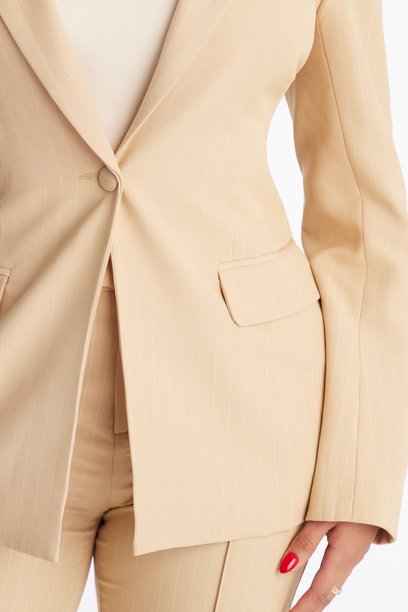 Steal The Show Pinstripe Blazer - Mustard
