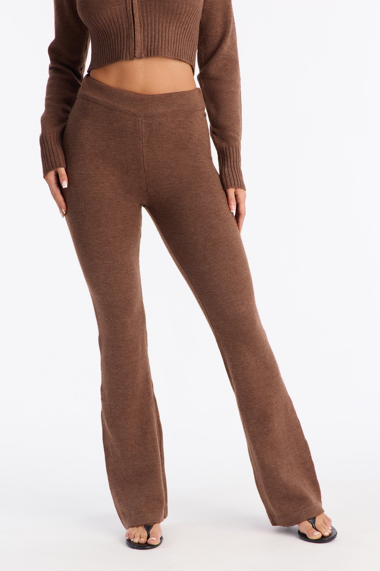 CozyCash Sweater Flare Pant - Chestnut