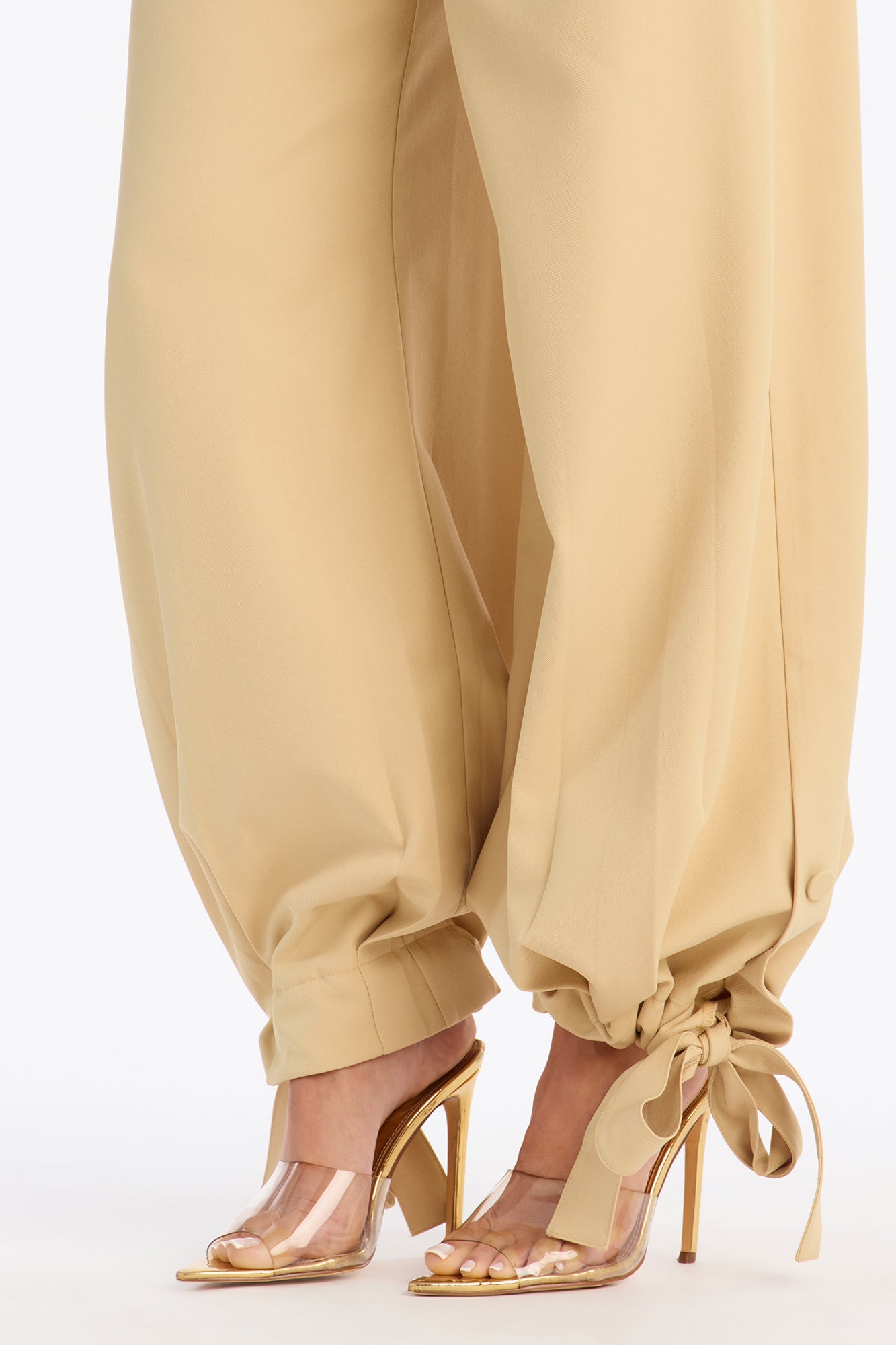 Anastasia Mid Rise Tie Ankle Jogger Pant 30″ - Mustard