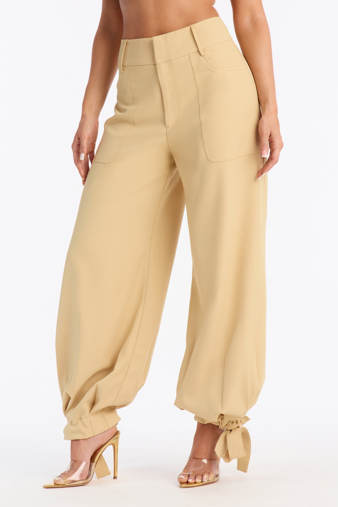 Anastasia Mid Rise Tie Ankle Jogger Pant 30″ - Mustard