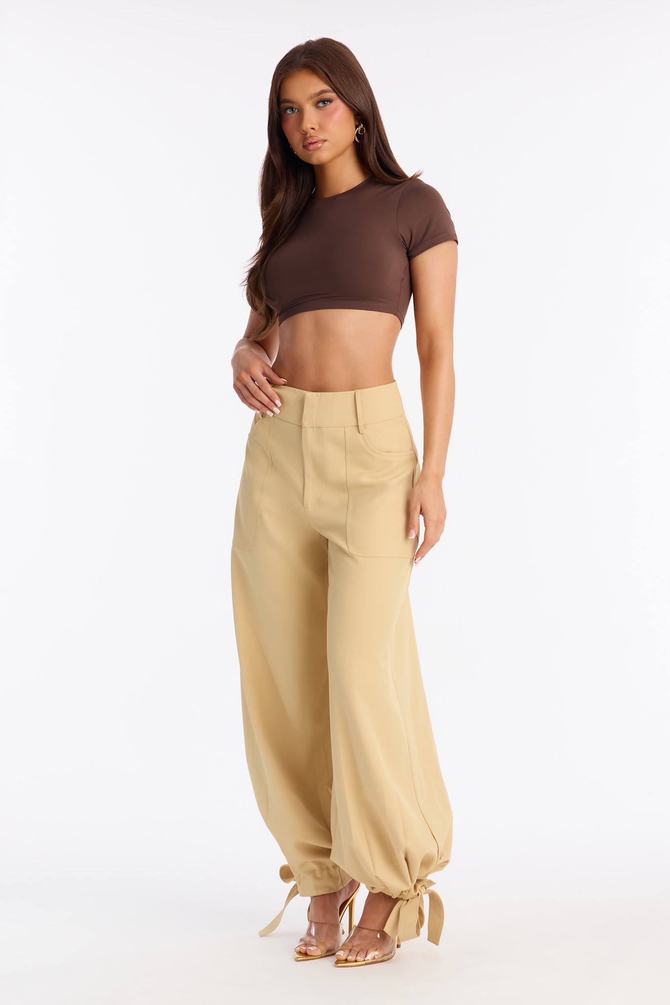 Anastasia Mid Rise Tie Ankle Jogger Pant 30″ - Mustard