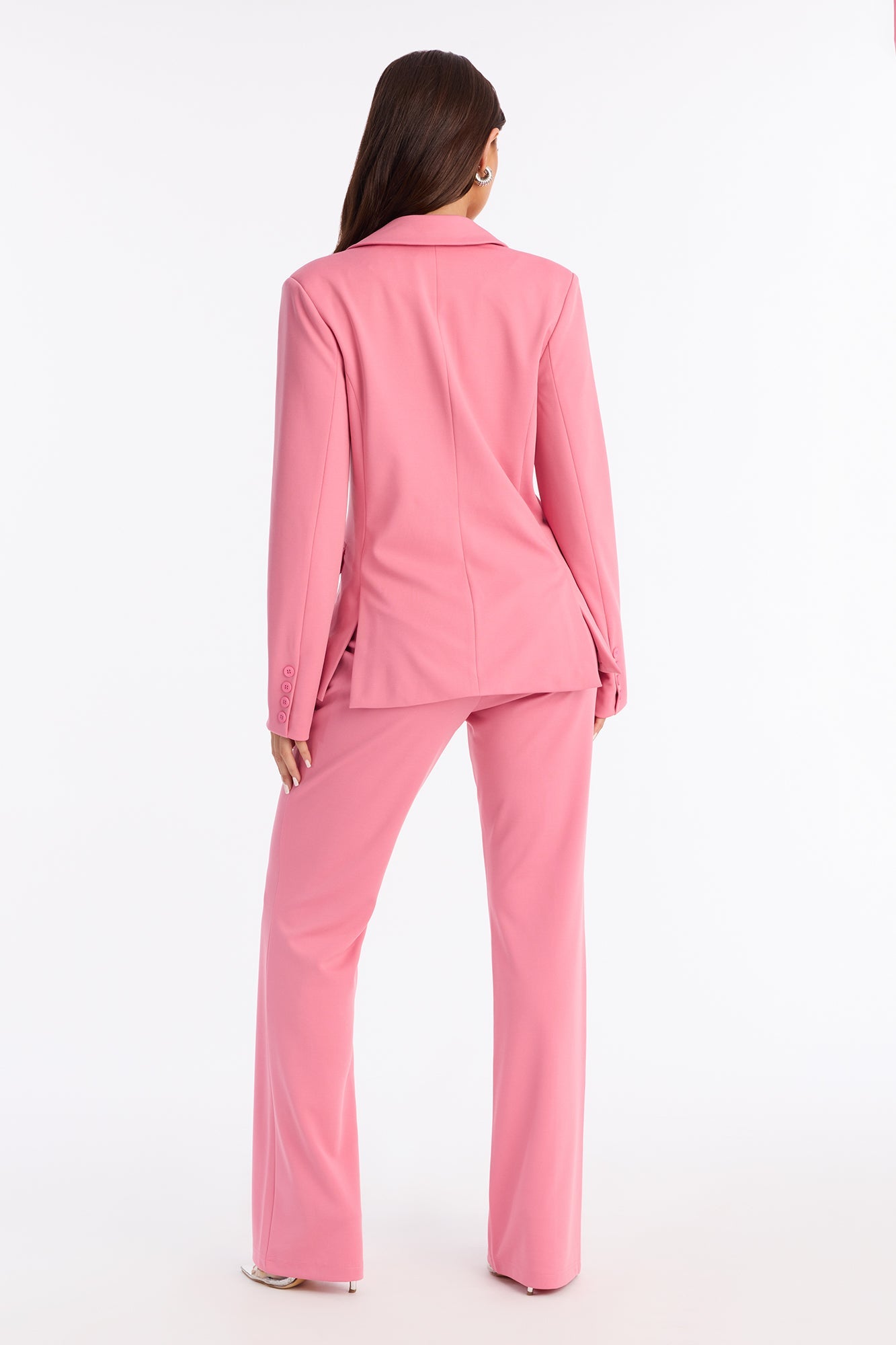 Business Per Usual Double Breasted Blazer Pant Set - Pink