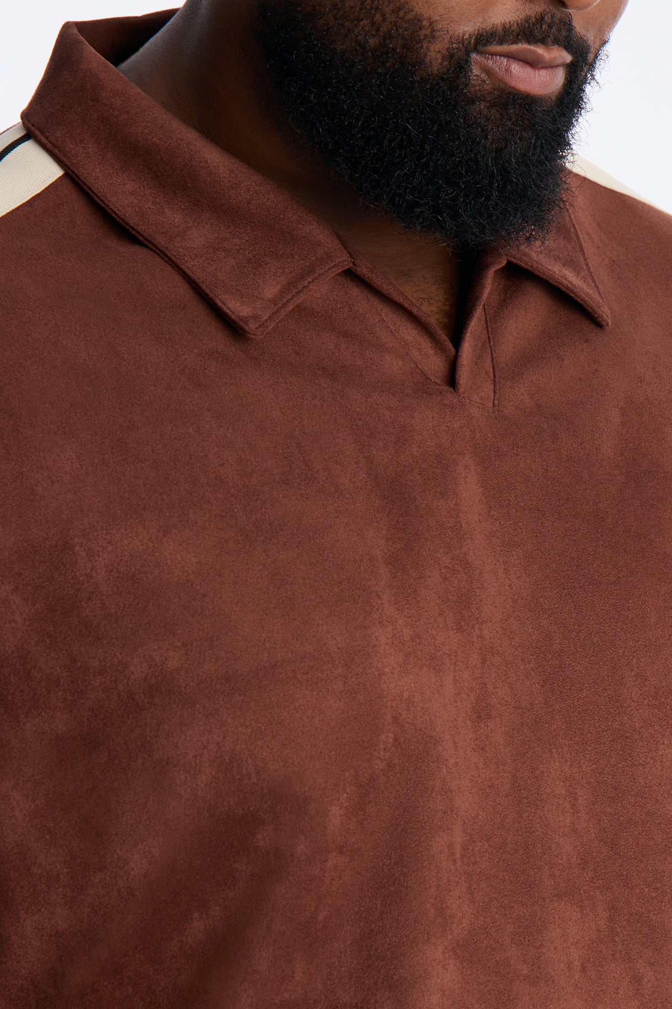 Faux Suede Short Sleeve Tee - Brown
