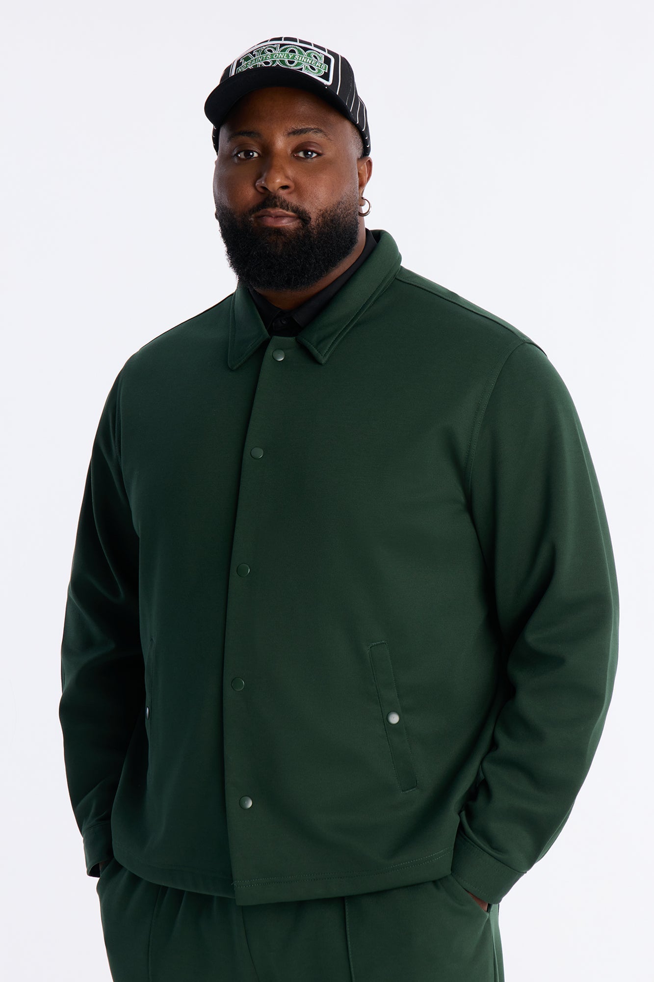 Structured Fleece Coaches Jacket - Green