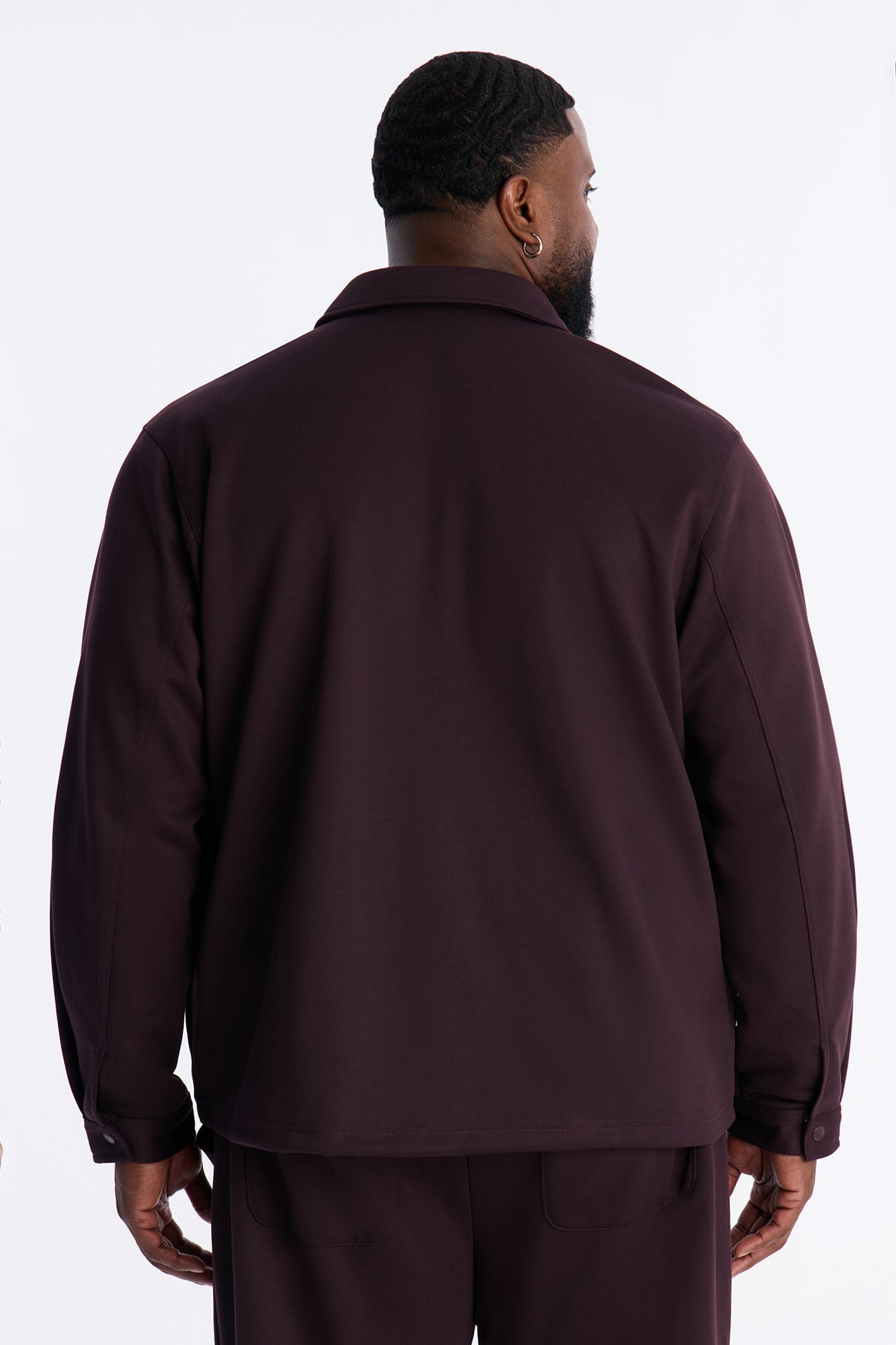 Structured Fleece Coaches Jacket - Plum