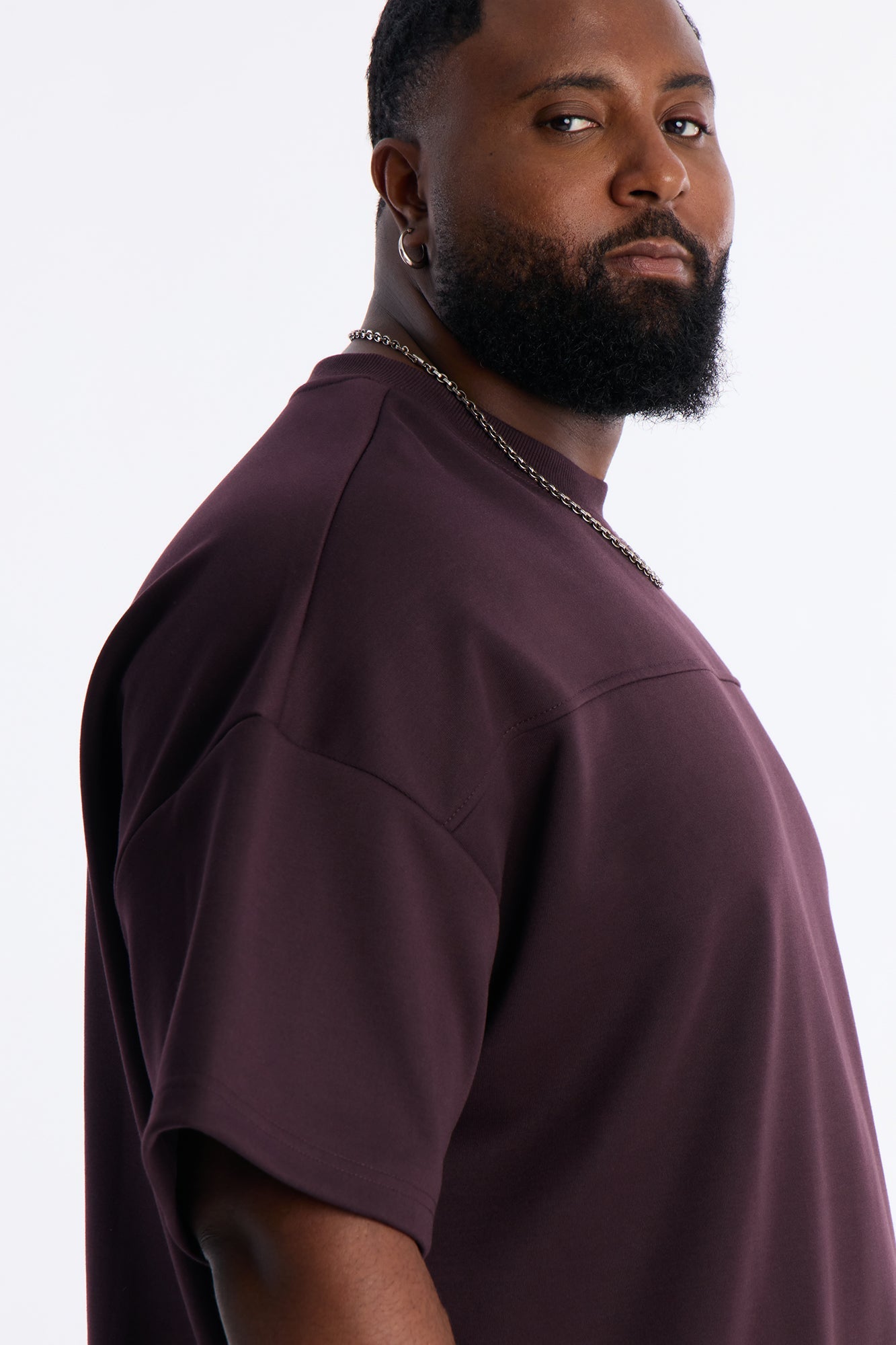 Structured Fleece Paneled Tee - Plum