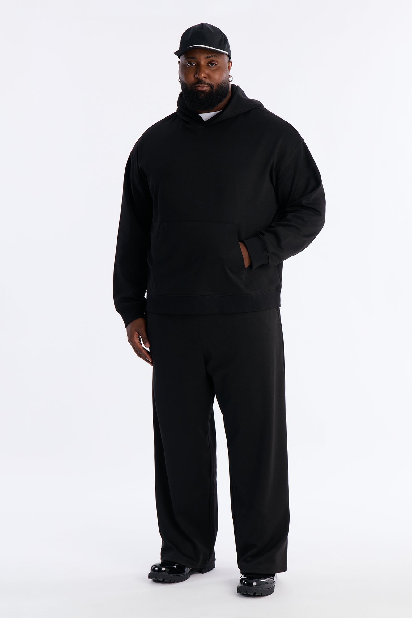 Structured Fleece Hoodie - Black