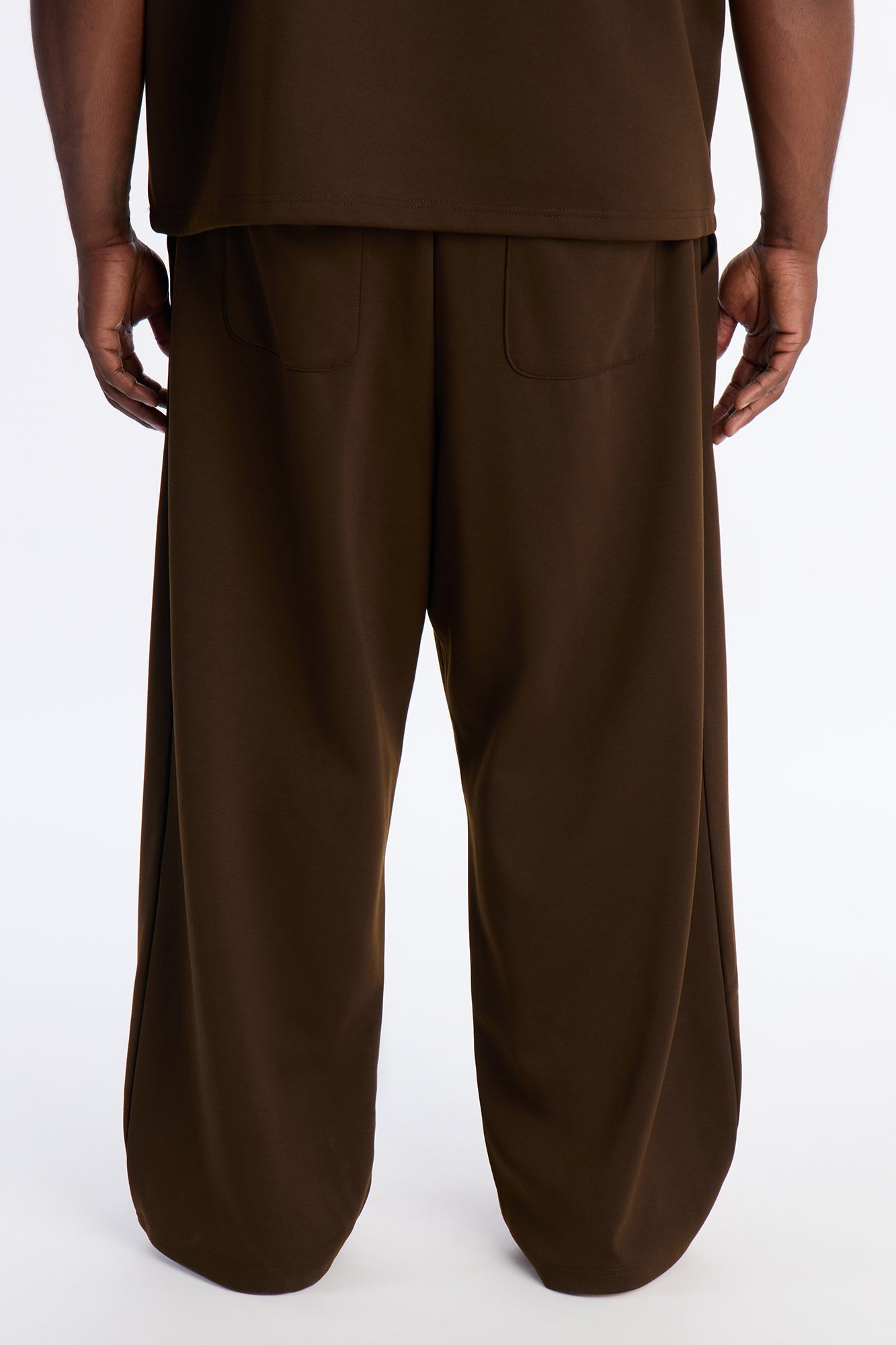 Structured Fleece Wide Leg Sweatpants - Chocolate