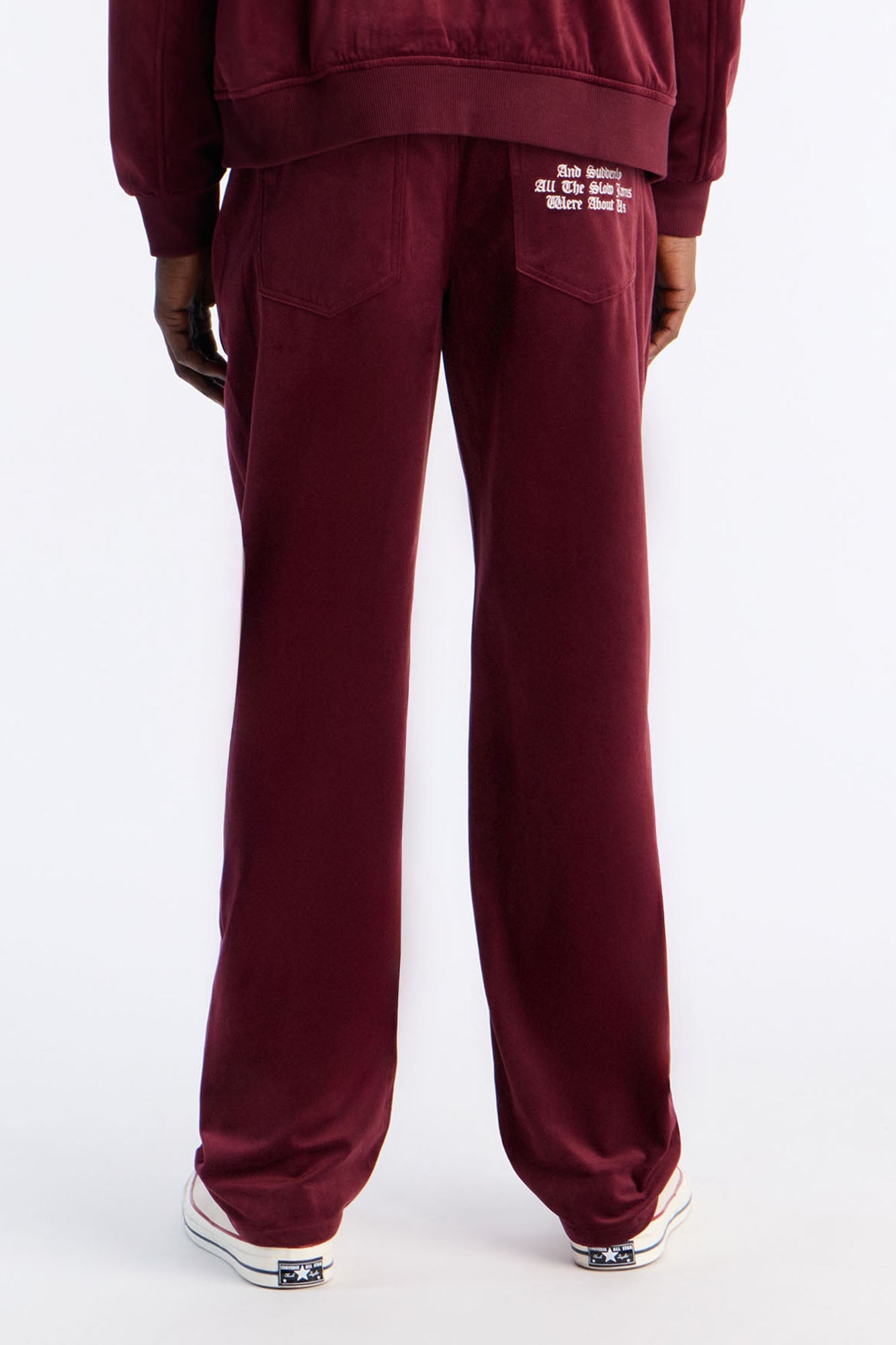Straight Concrete Rose Textured Pant - Burgundy