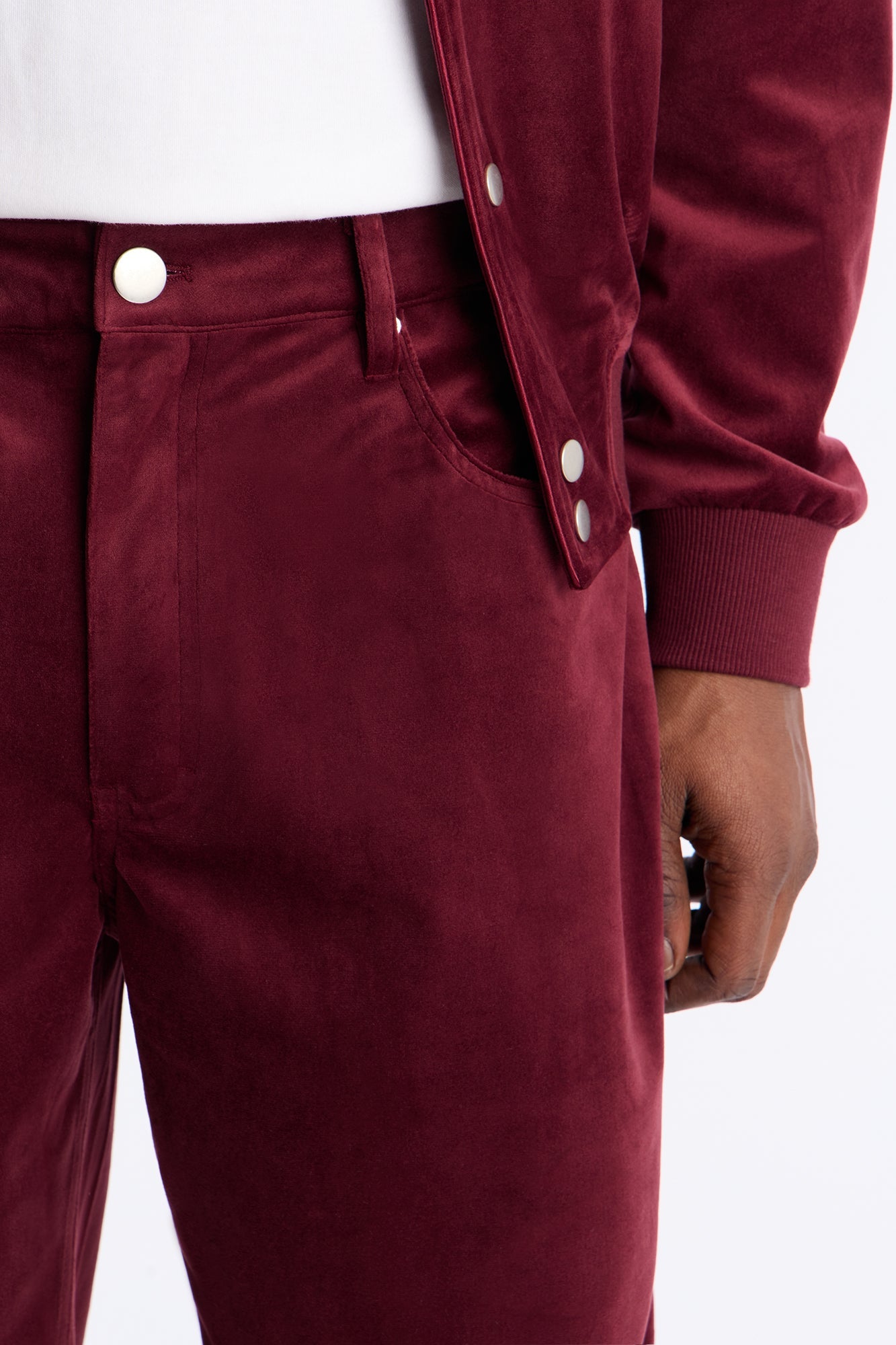 Straight Concrete Rose Textured Pant - Burgundy