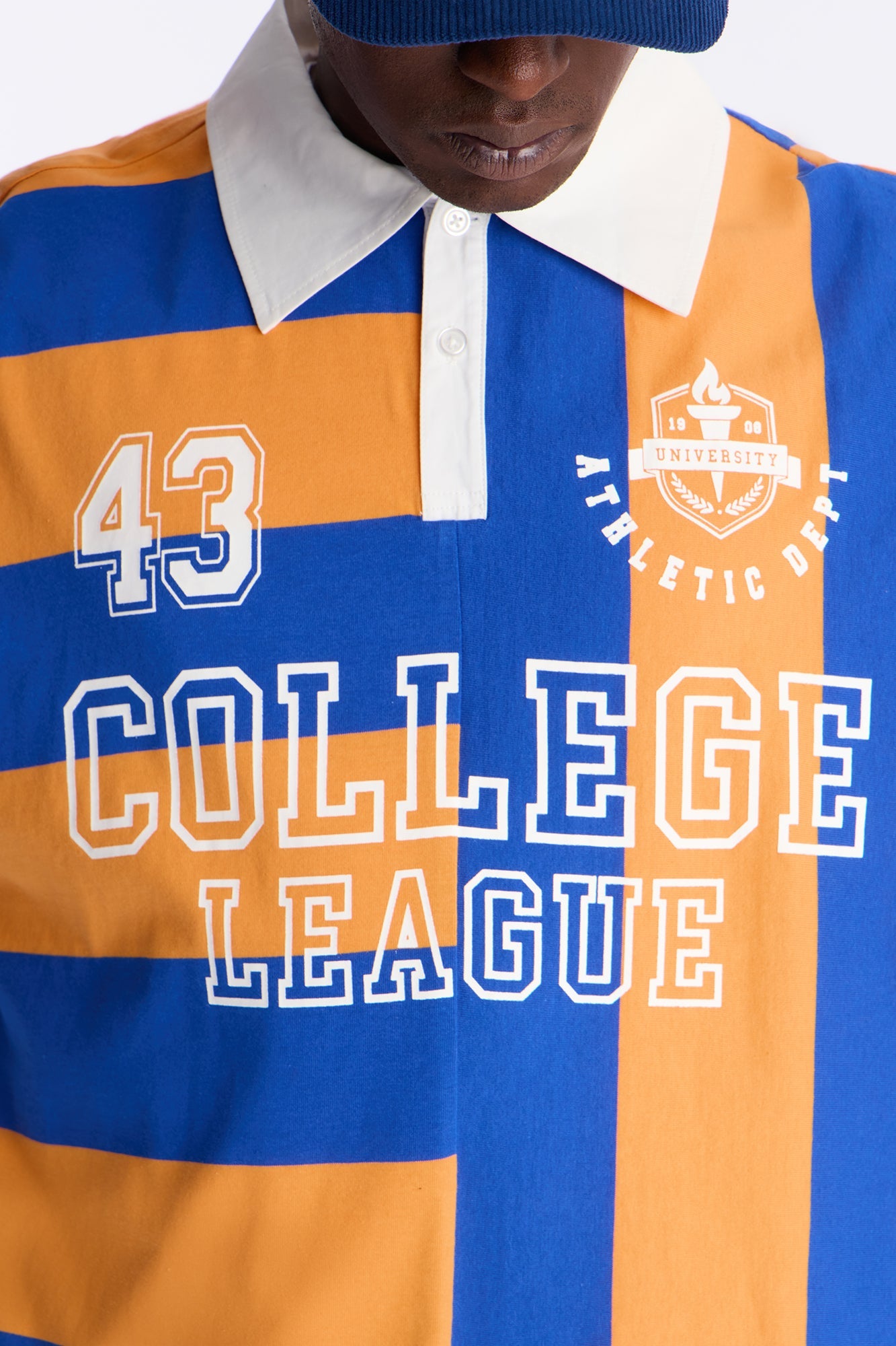 Short Sleeve Rugby Stripes Polo - Blue/combo