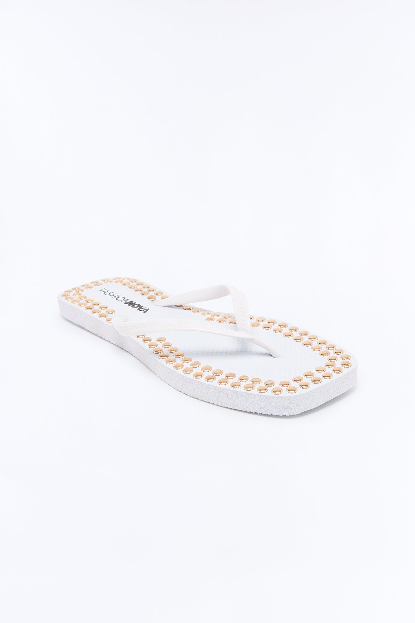 Pisces Studded Flip Flops - White