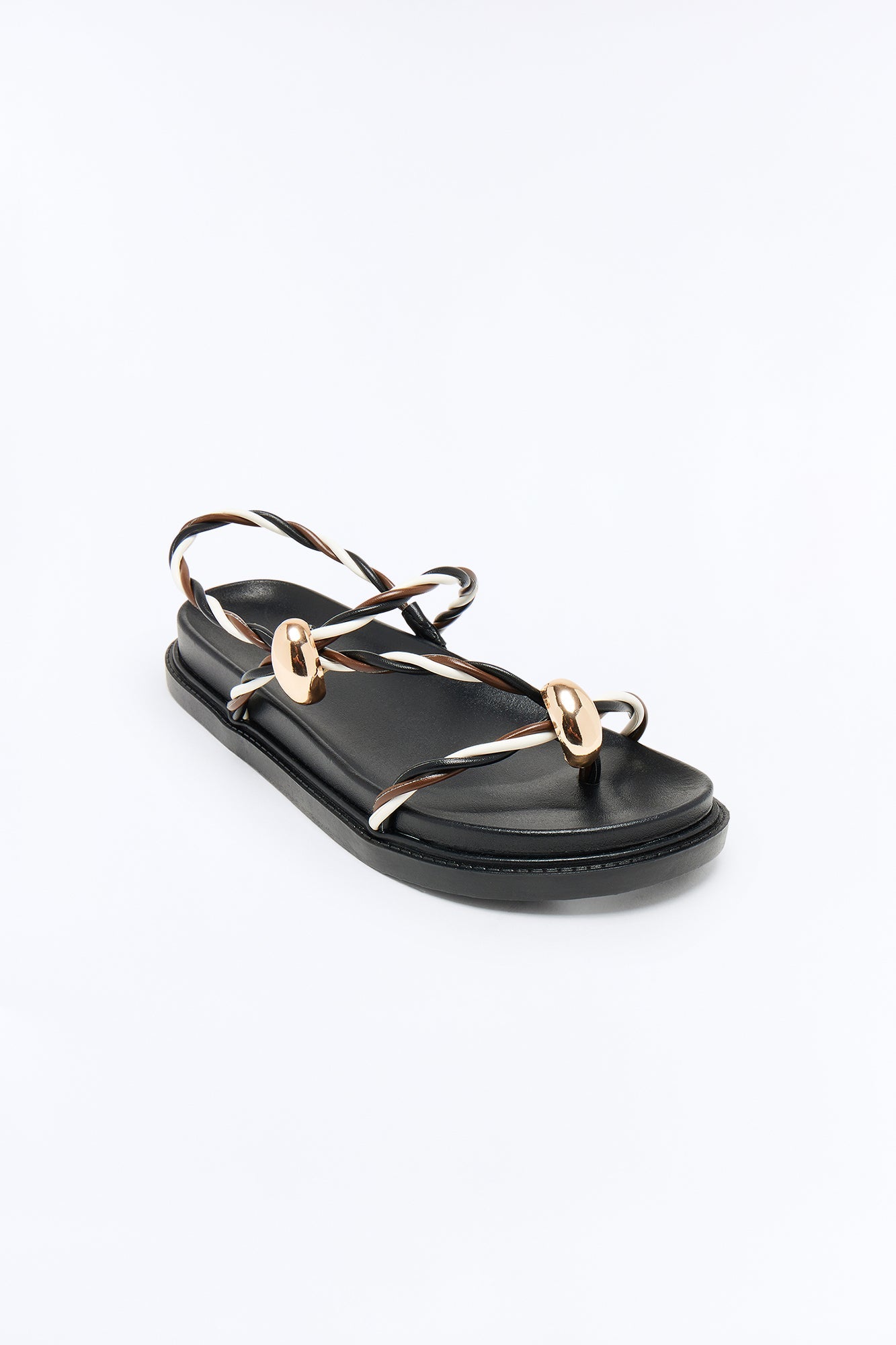 Summery Hardware Ankle Strap Sandals - Chocolate