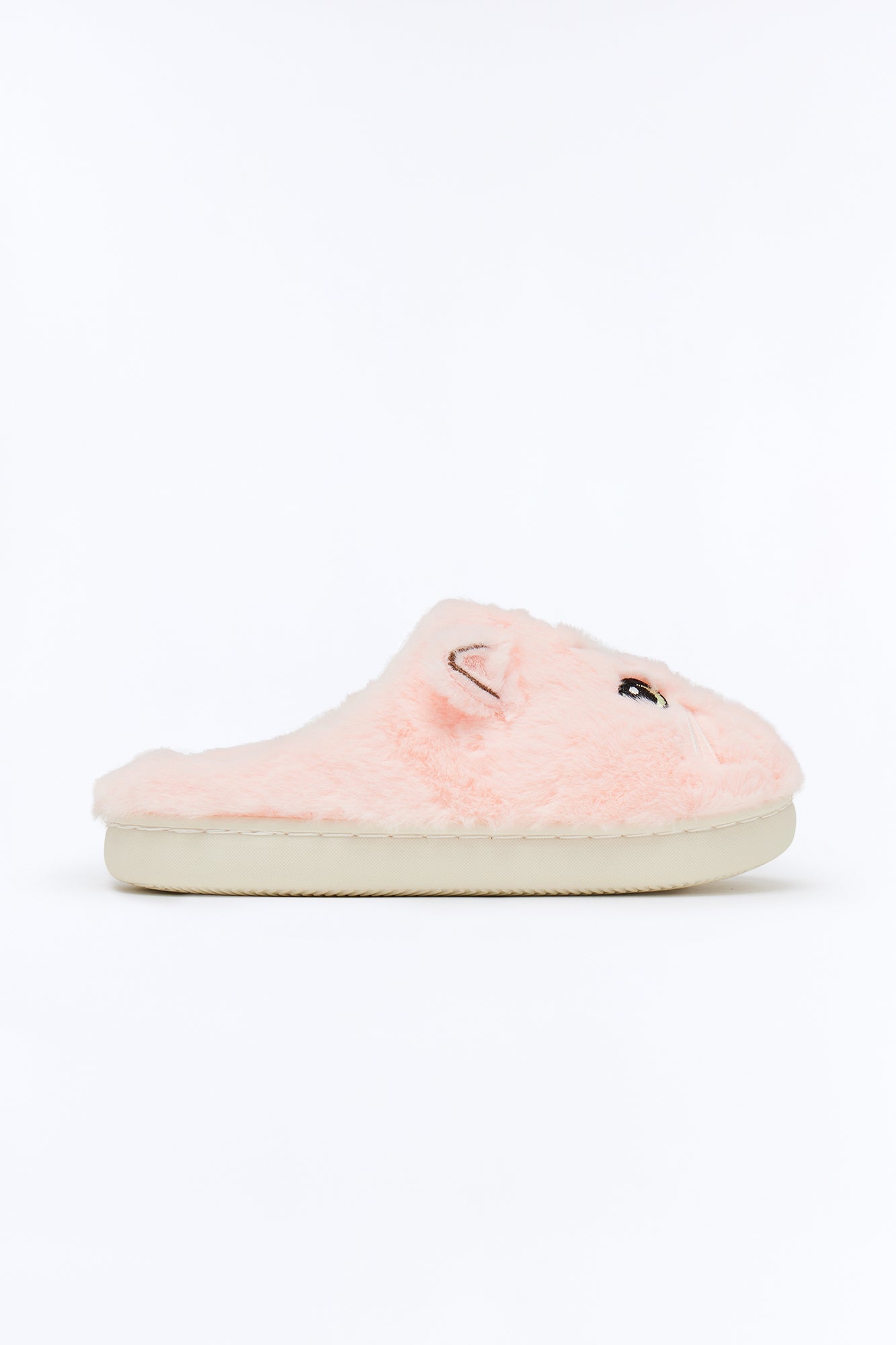 Loki Faux Fur Cat Slippers - Blush