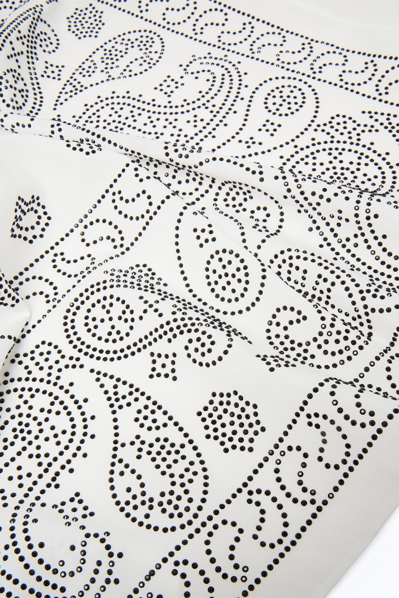 Rhinestone Embellished Paisley Bandana - White