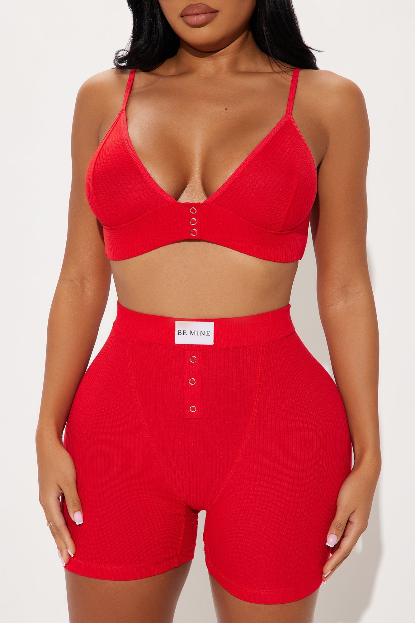 Adoring You Ribbed PJ Short Set - Red