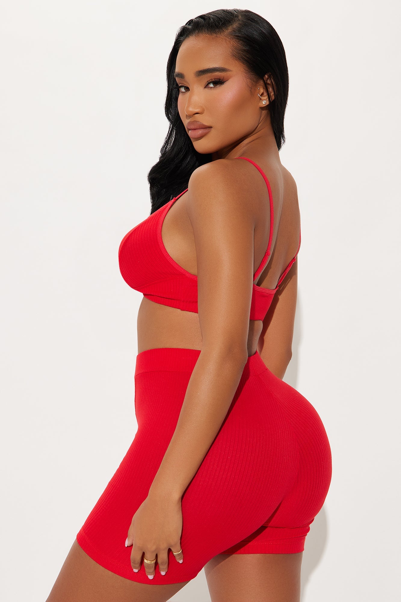 Adoring You Ribbed PJ Short Set - Red