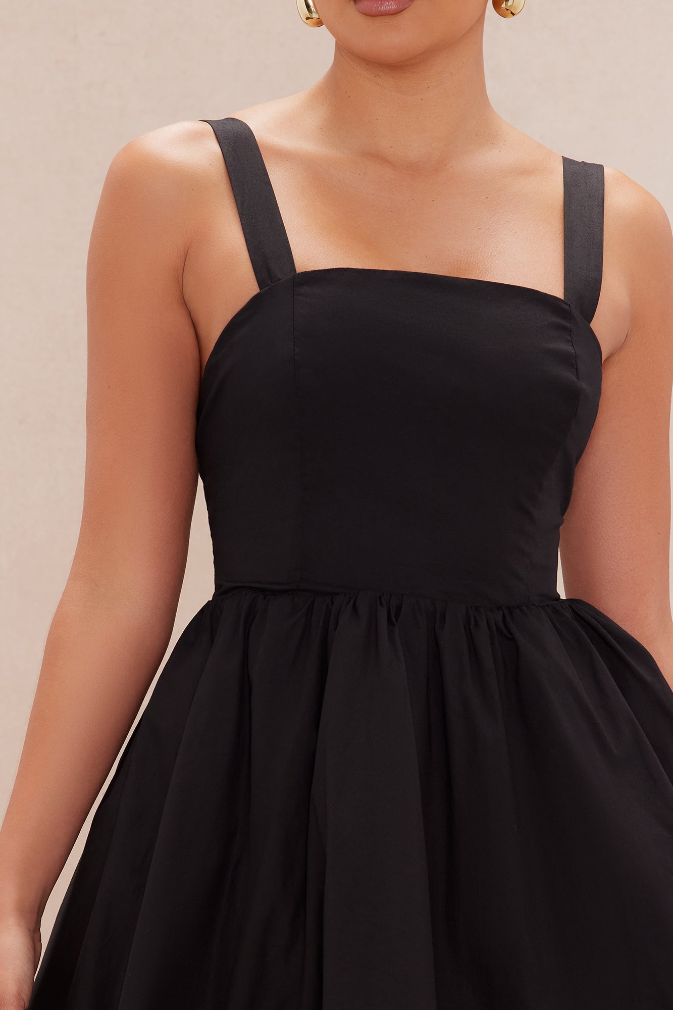 Piper Poplin A Line Mini Dress - Black