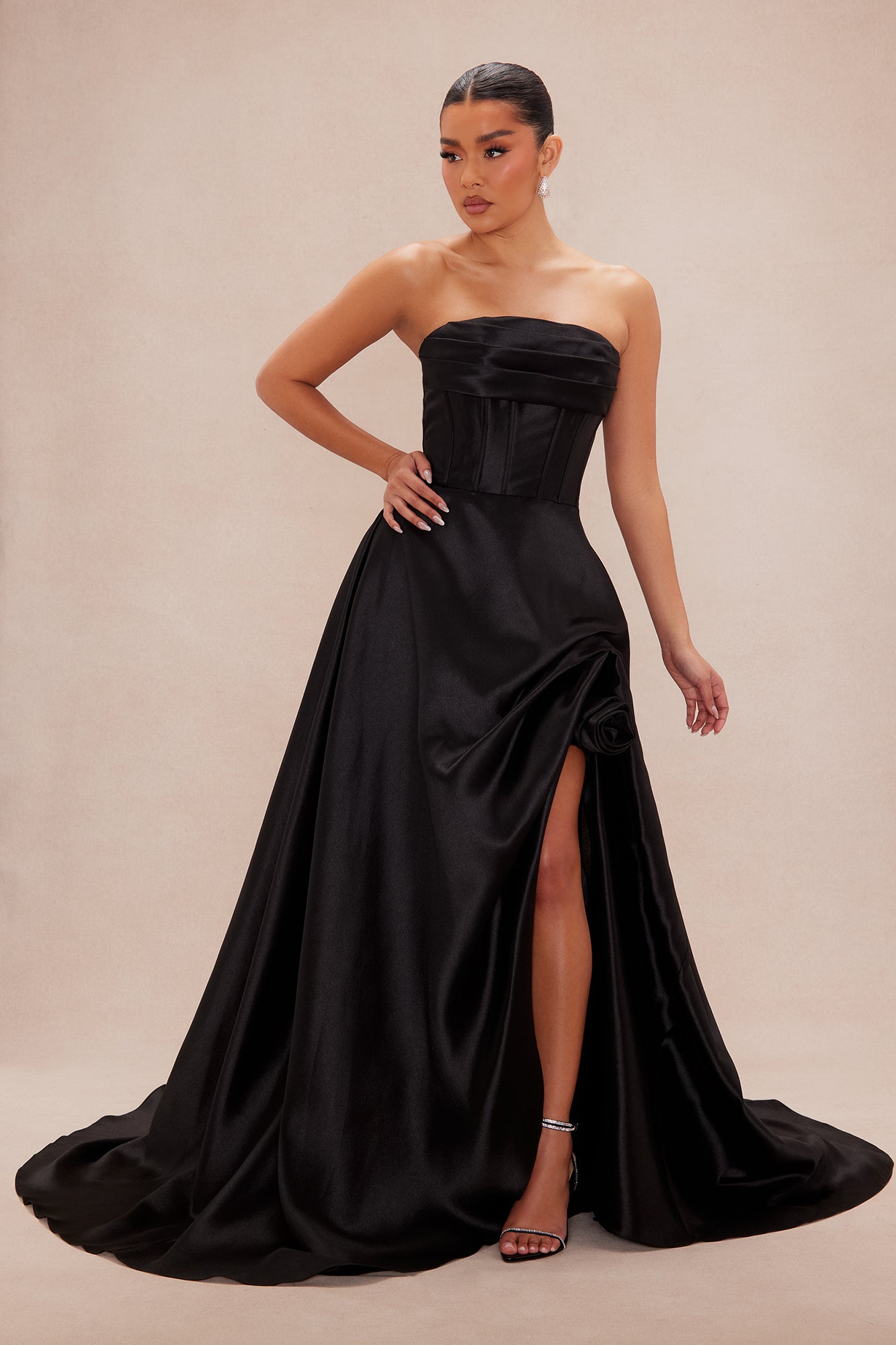Swept Away Taffeta Gown - Black