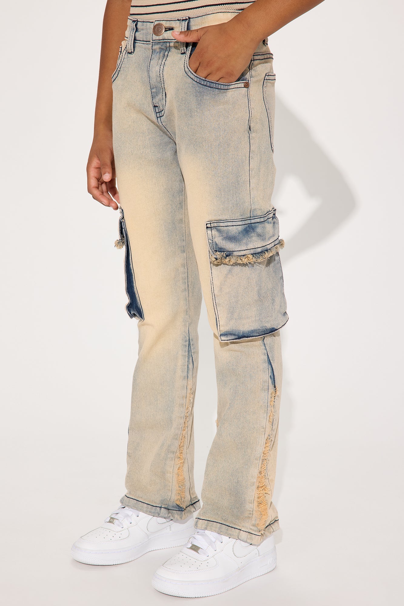 Mini Walk This Way Rip & Repair Denim Jean - Light Blue Wash