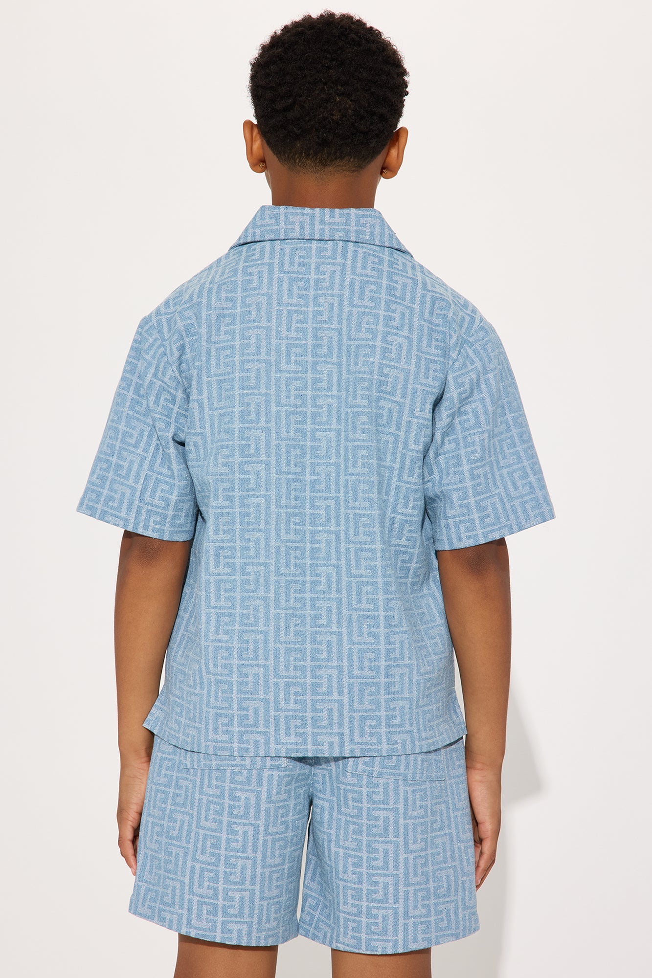 Mini Fallon Jacquard Zip Shirt - Blue