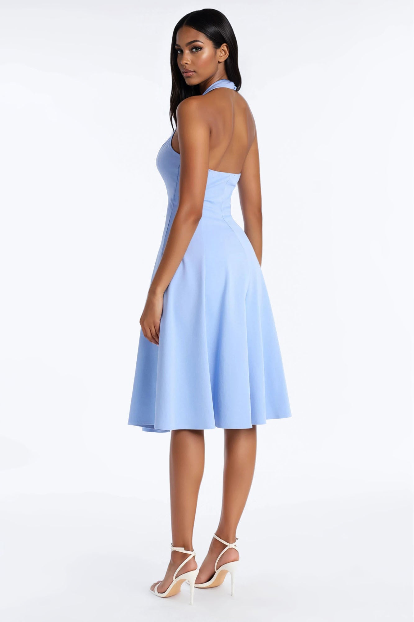 Mabel Ponte Midi Dress - Blue