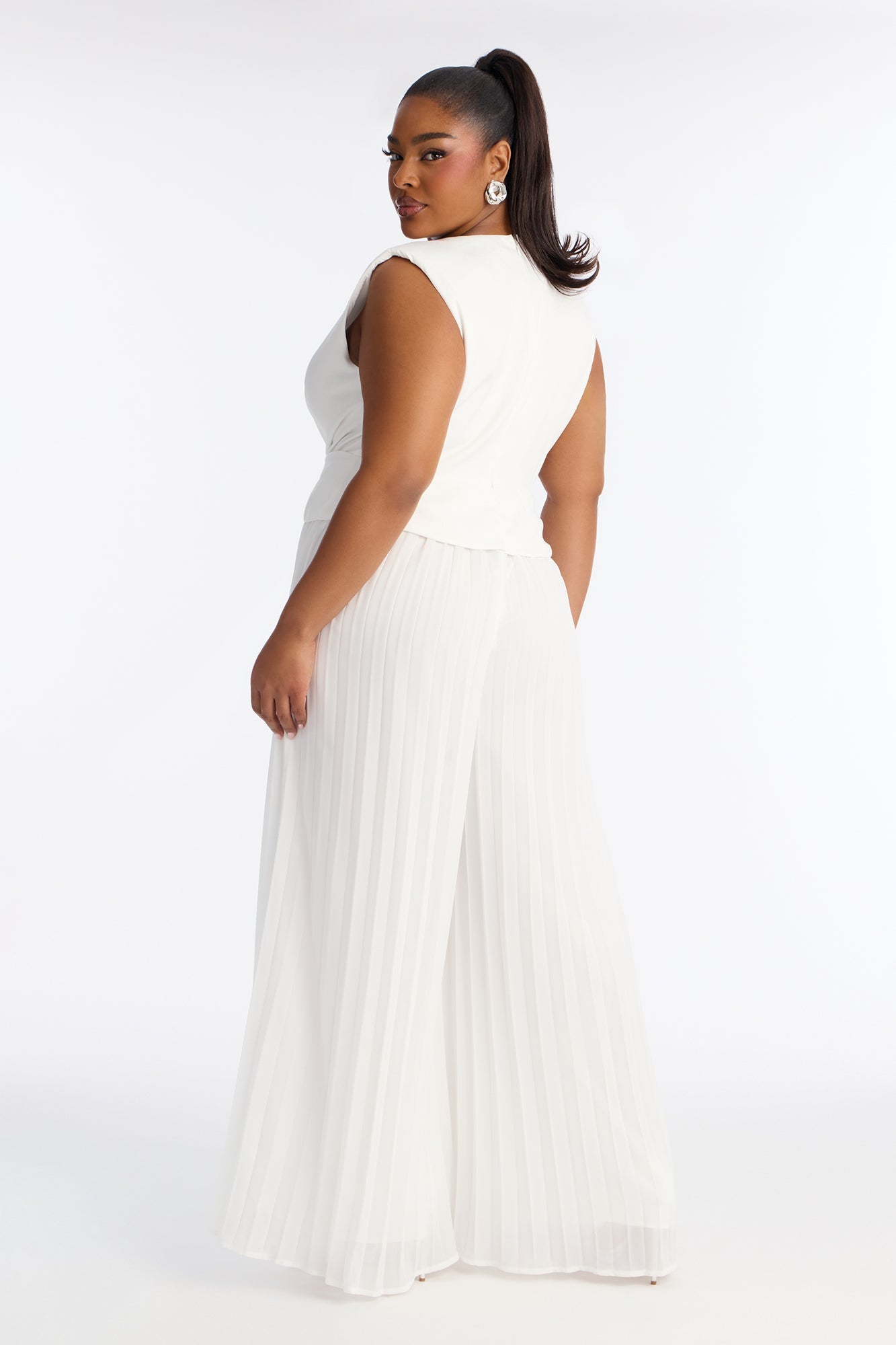 Lucille Chiffon Wide Leg Jumpsuit - White