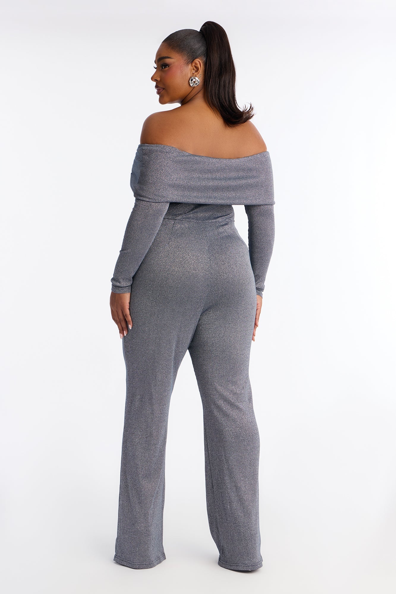 Trina Off Shoulder Wide Leg Jumpsuit - Denim
